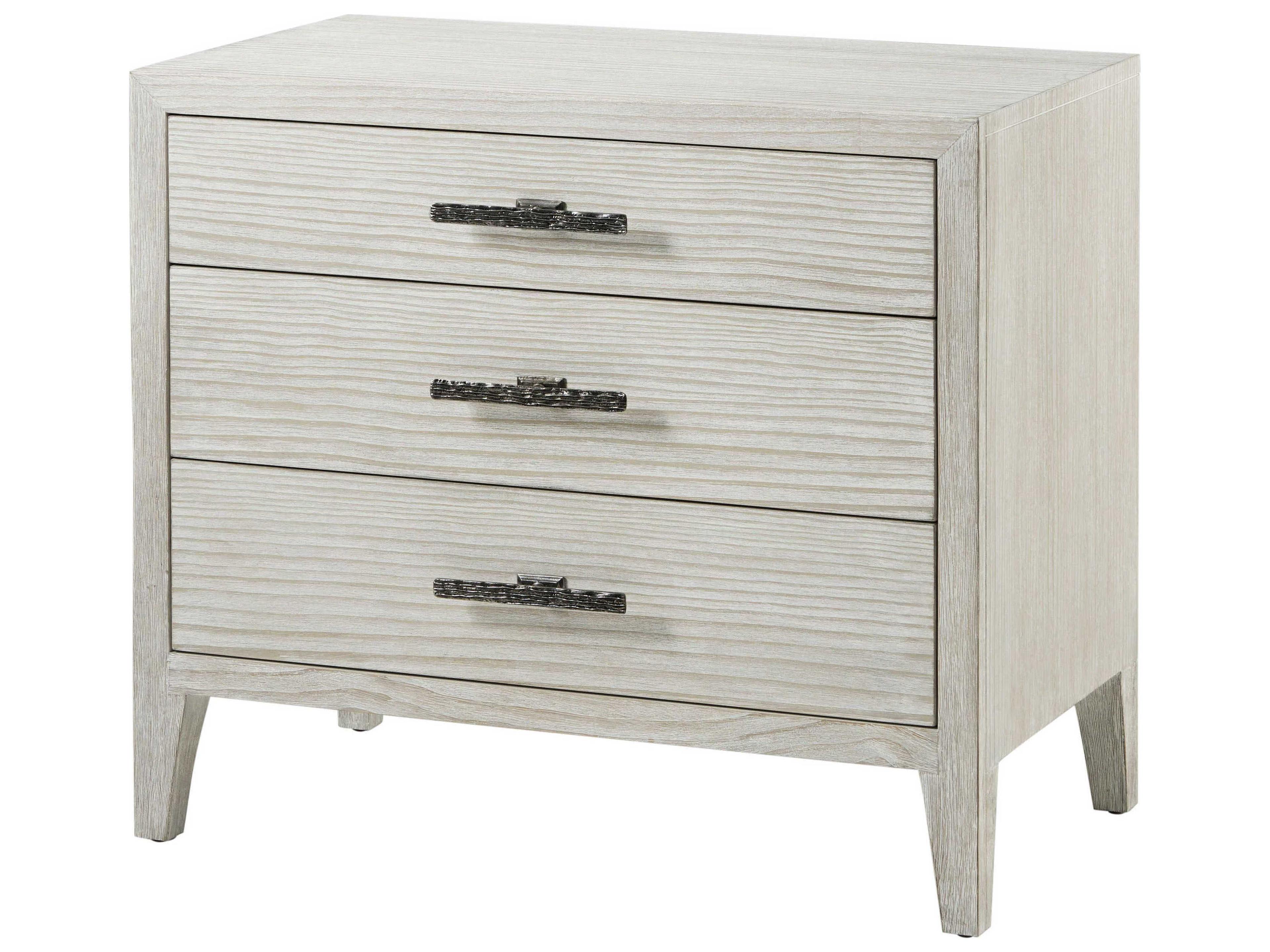 Breeze 3-Drawers White Pine Wood Nightstand