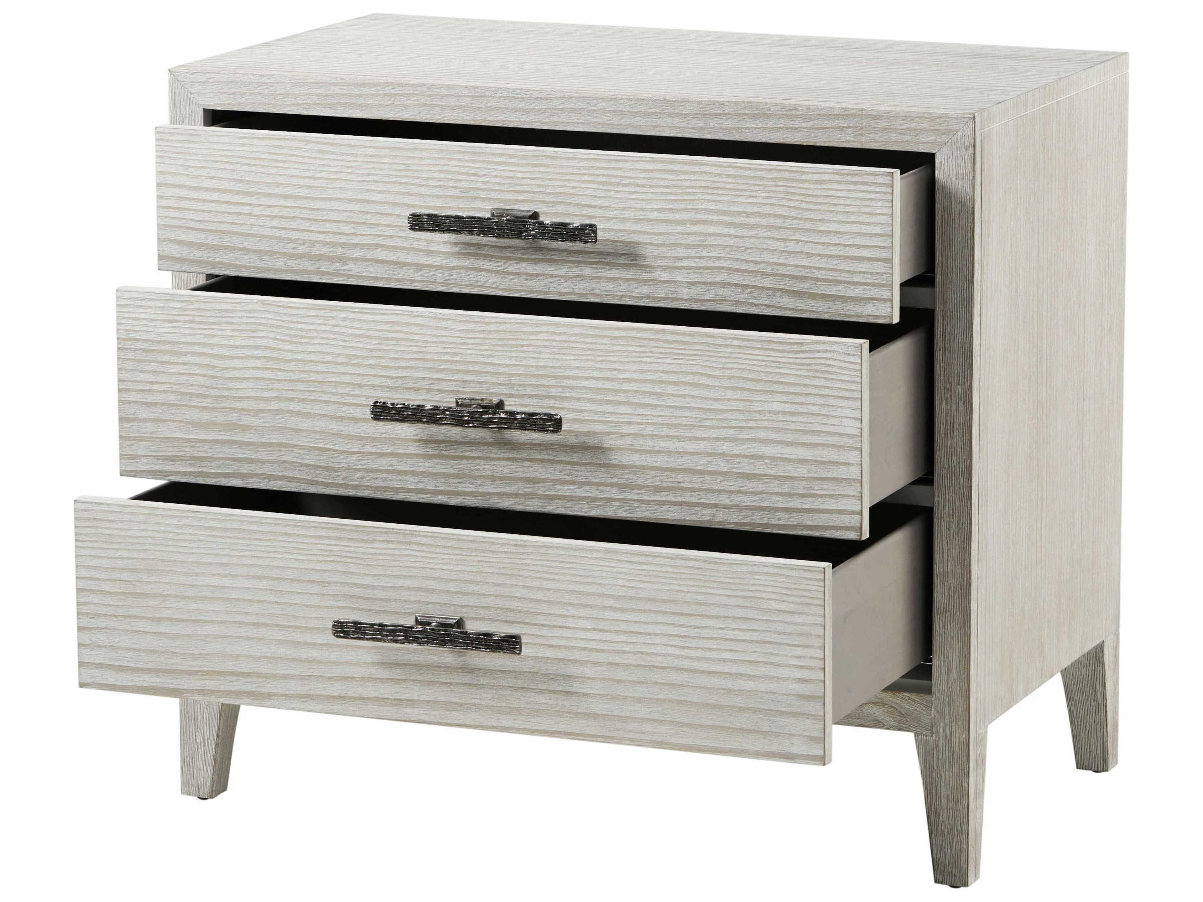 Theodore Alexander Breeze 3-Drawers White Pine Wood Nightstand