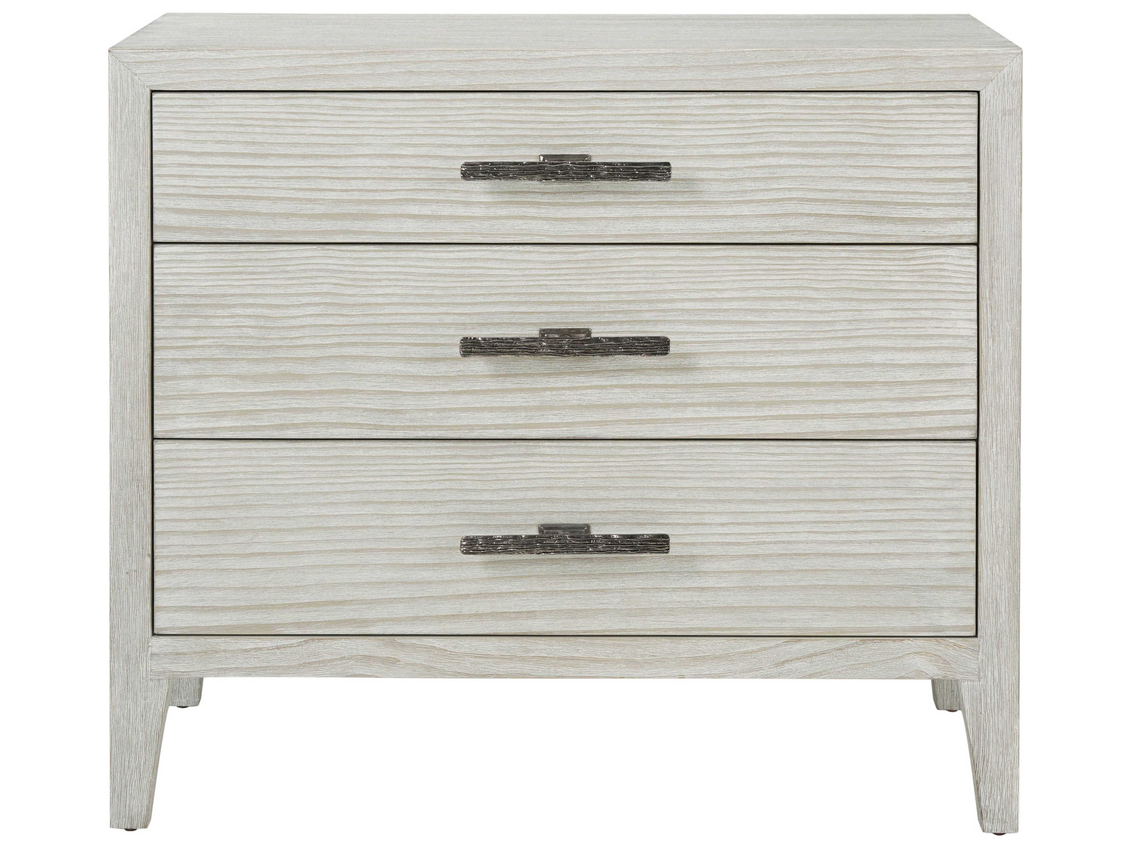 Theodore Alexander Breeze 3-Drawers White Pine Wood Nightstand