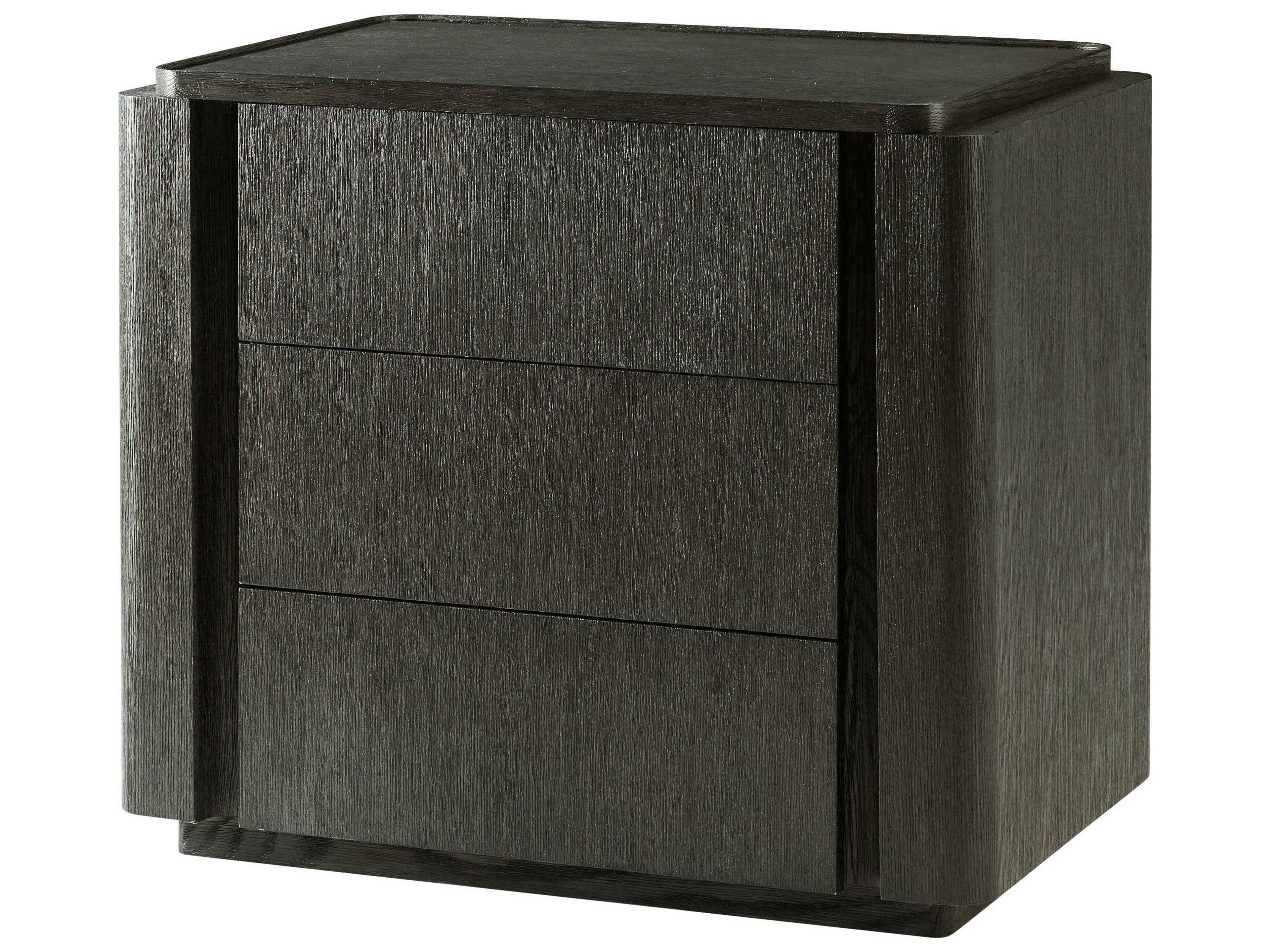 Repose 3-Drawers Black Nightstand