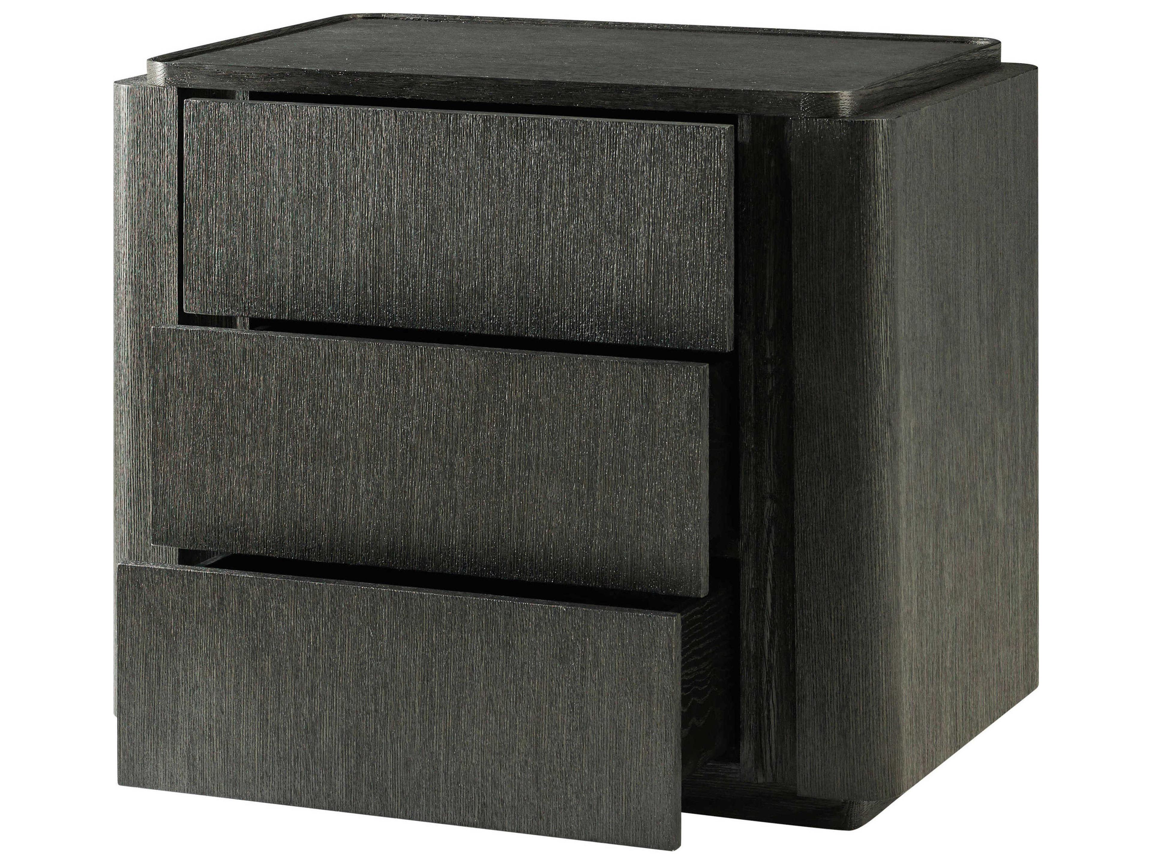 Theodore Alexander Repose 3-Drawers Black Nightstand