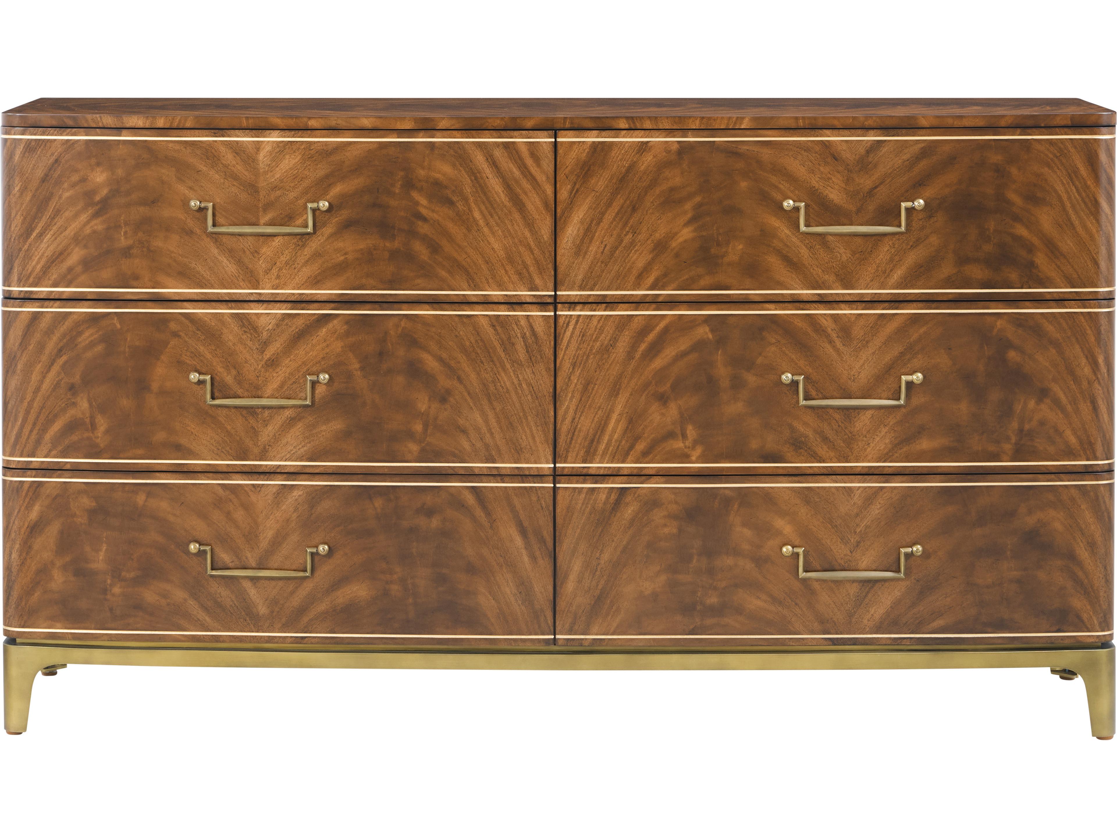 Spencer London 6-Drawers Brown Walnut Wood Double Dresser