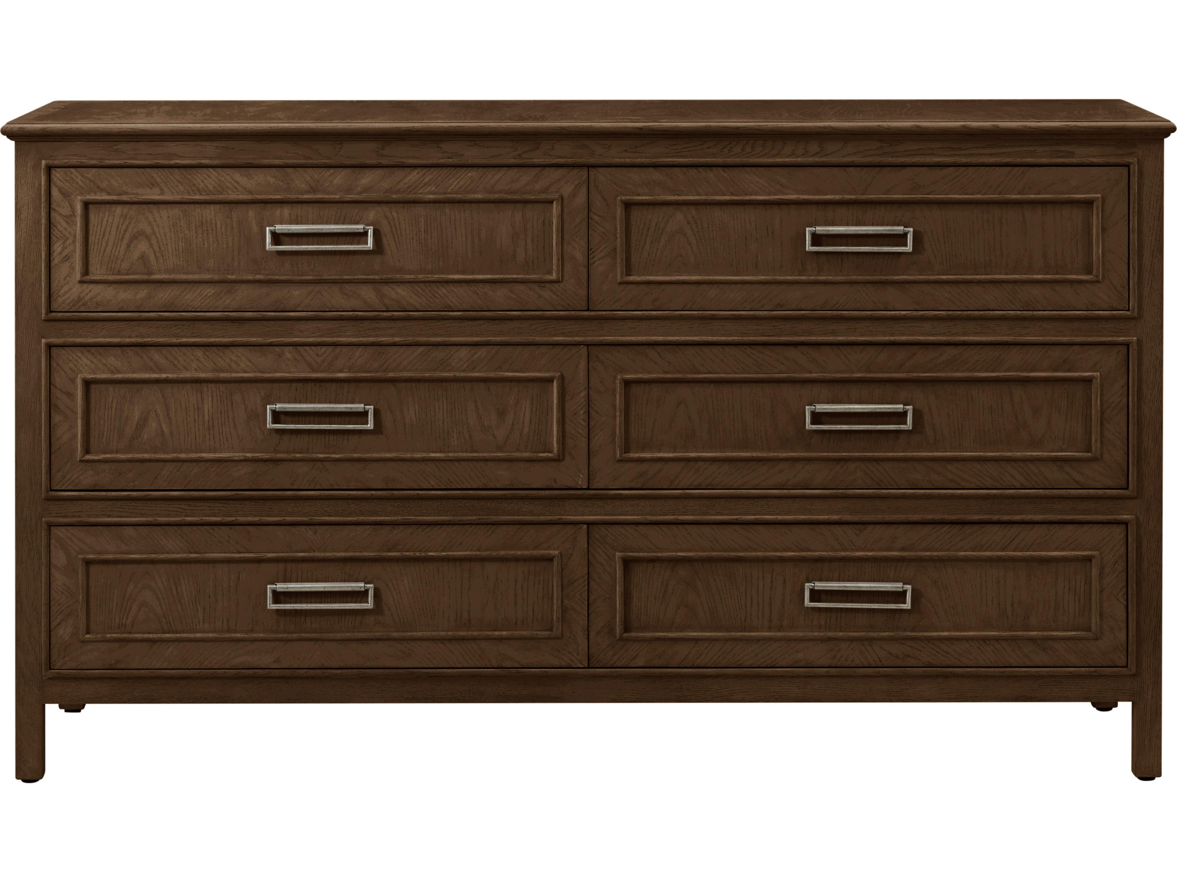 Surrey 6-Drawers Brown Solid Wood Double Dresser