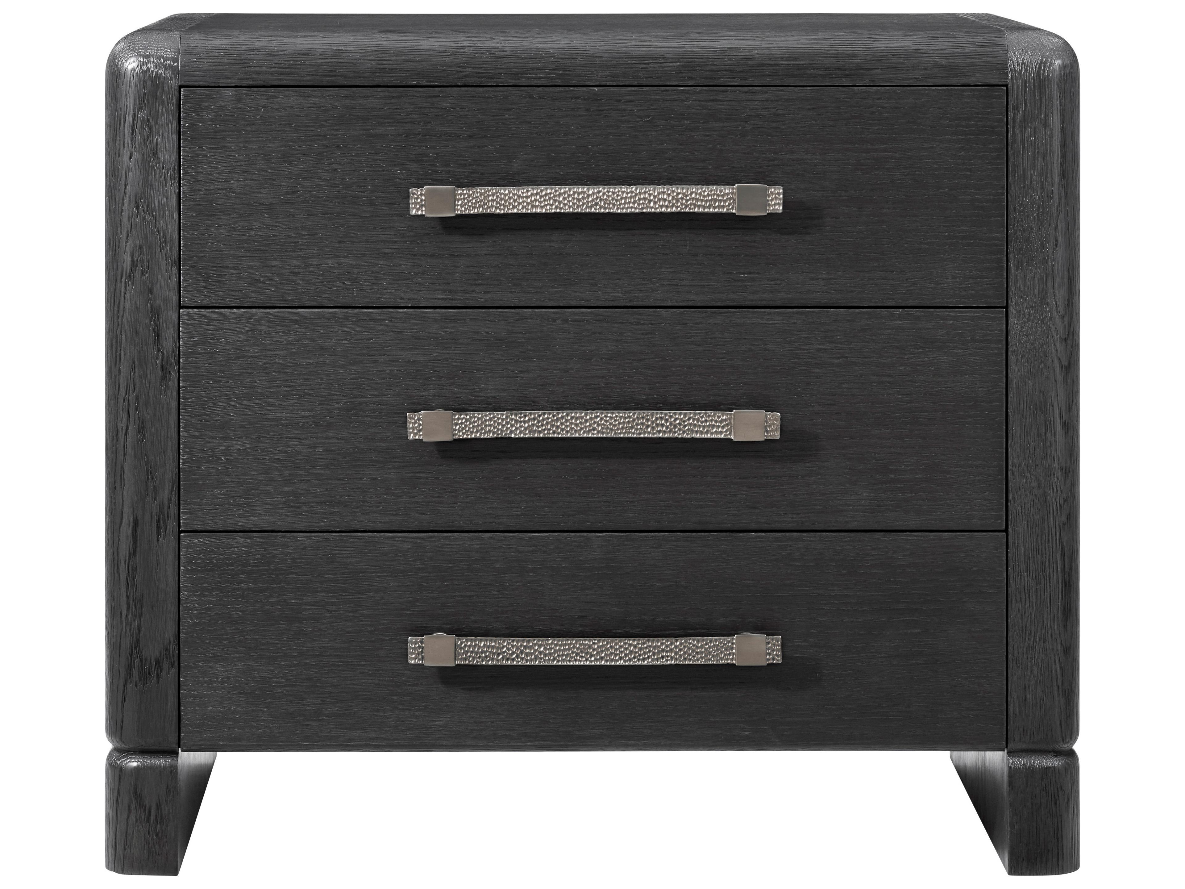 Luna 3-Drawers Gray Solid Wood Nightstand