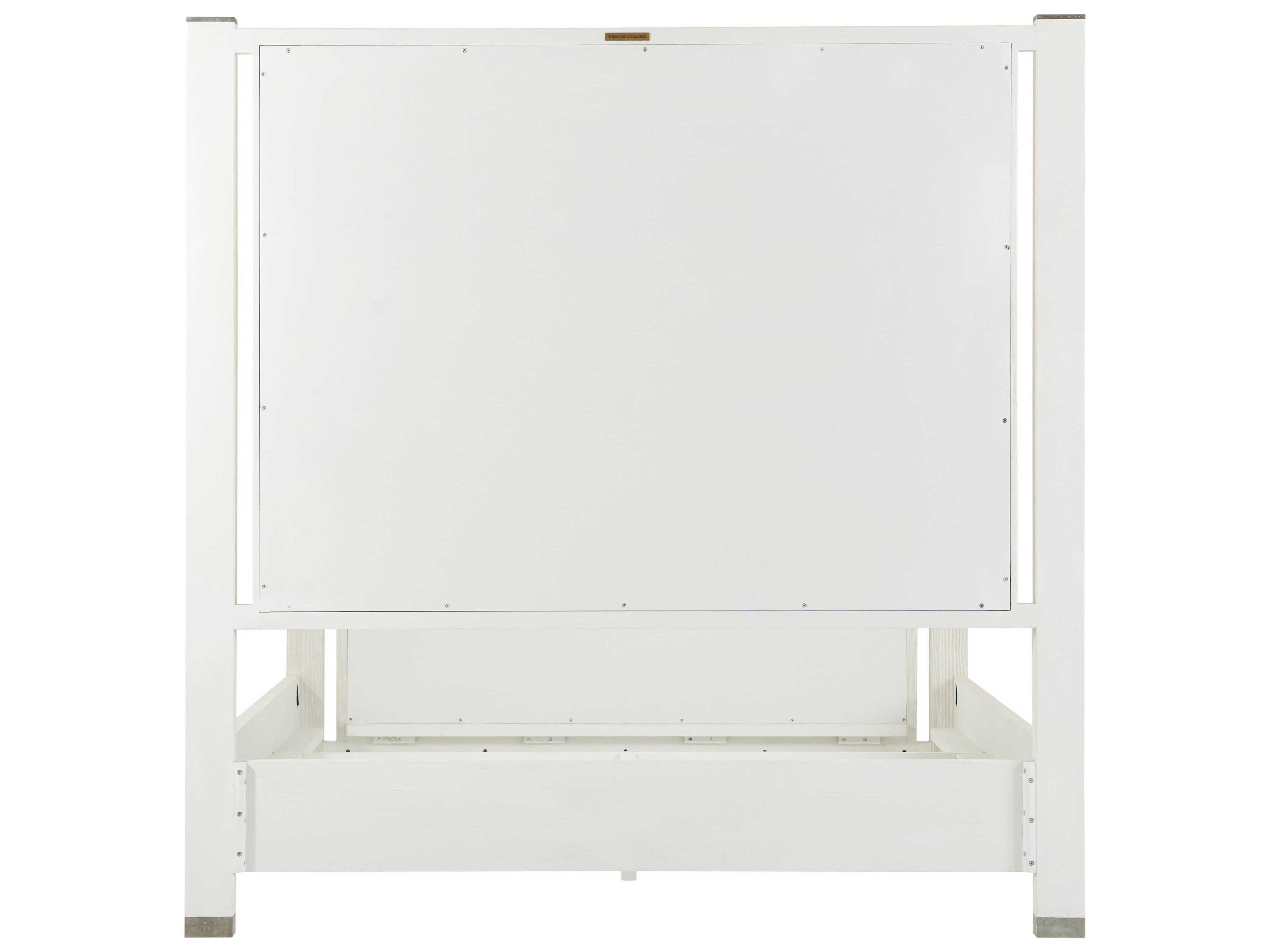Theodore Alexander Breeze Sea Salt White Pine Wood Queen Panel Bed