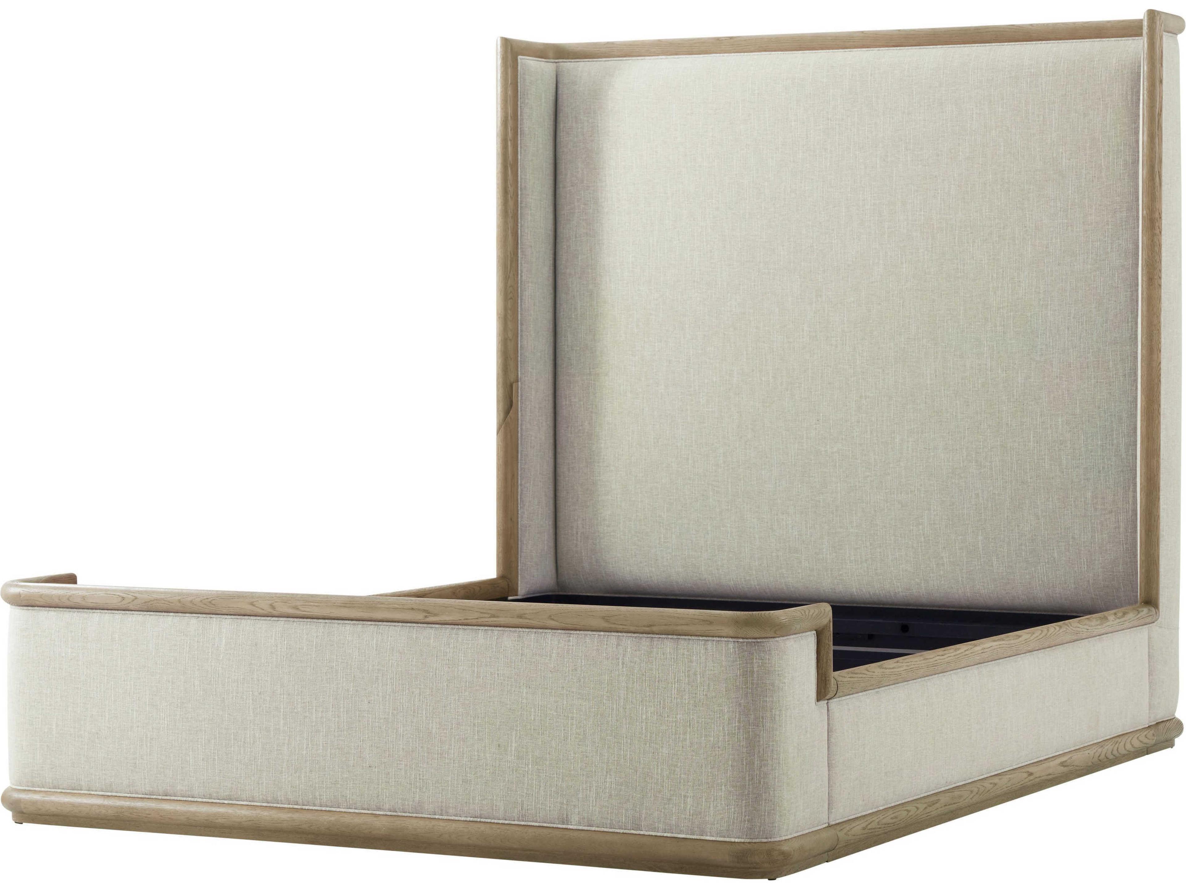 Theodore Alexander Catalina Dune Beige Oak Wood Queen Panel Bed