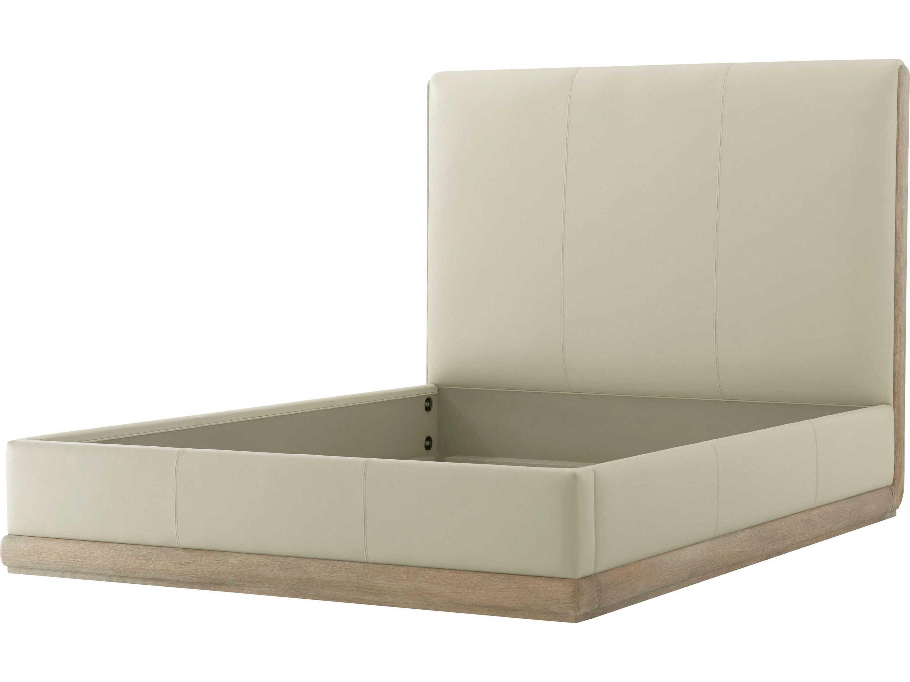 Theodore Alexander Repose Grey Oak Beige Wood Queen Platform Bed