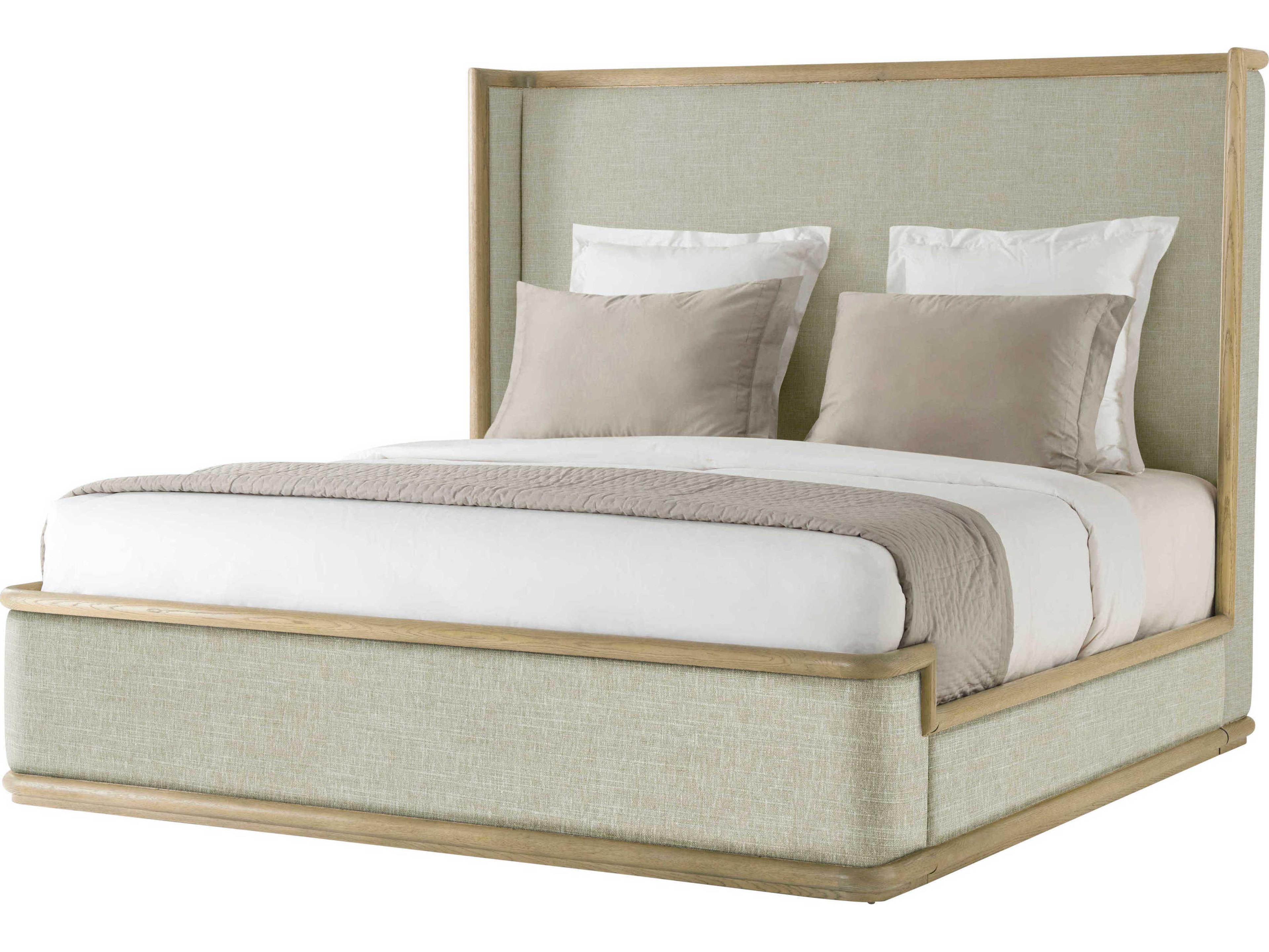 Catalina Dune Beige Oak Wood King Panel Bed