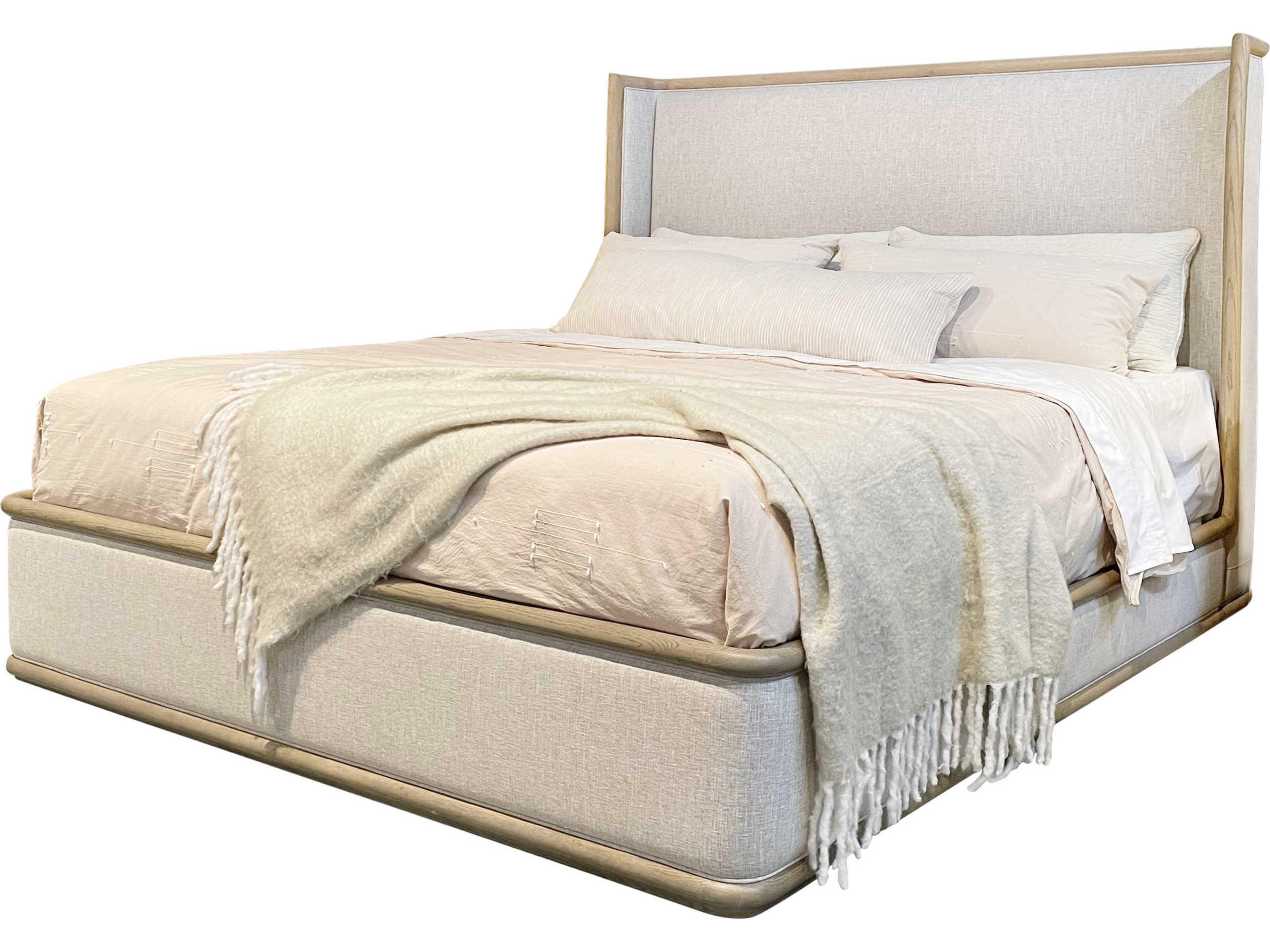 Theodore Alexander Catalina Dune Beige Oak Wood King Panel Bed