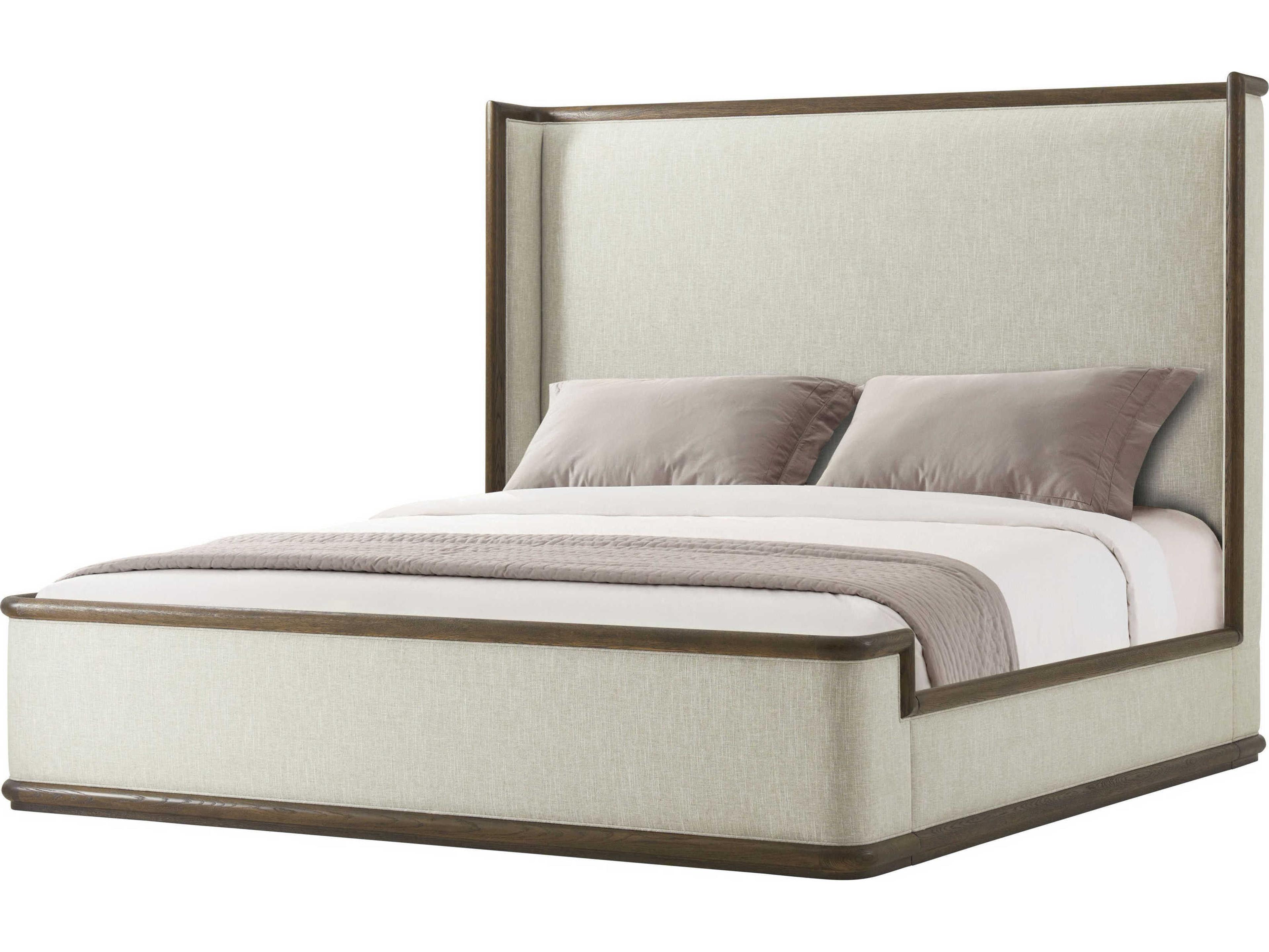 Catalina Earth Brown Oak Wood King Panel Bed