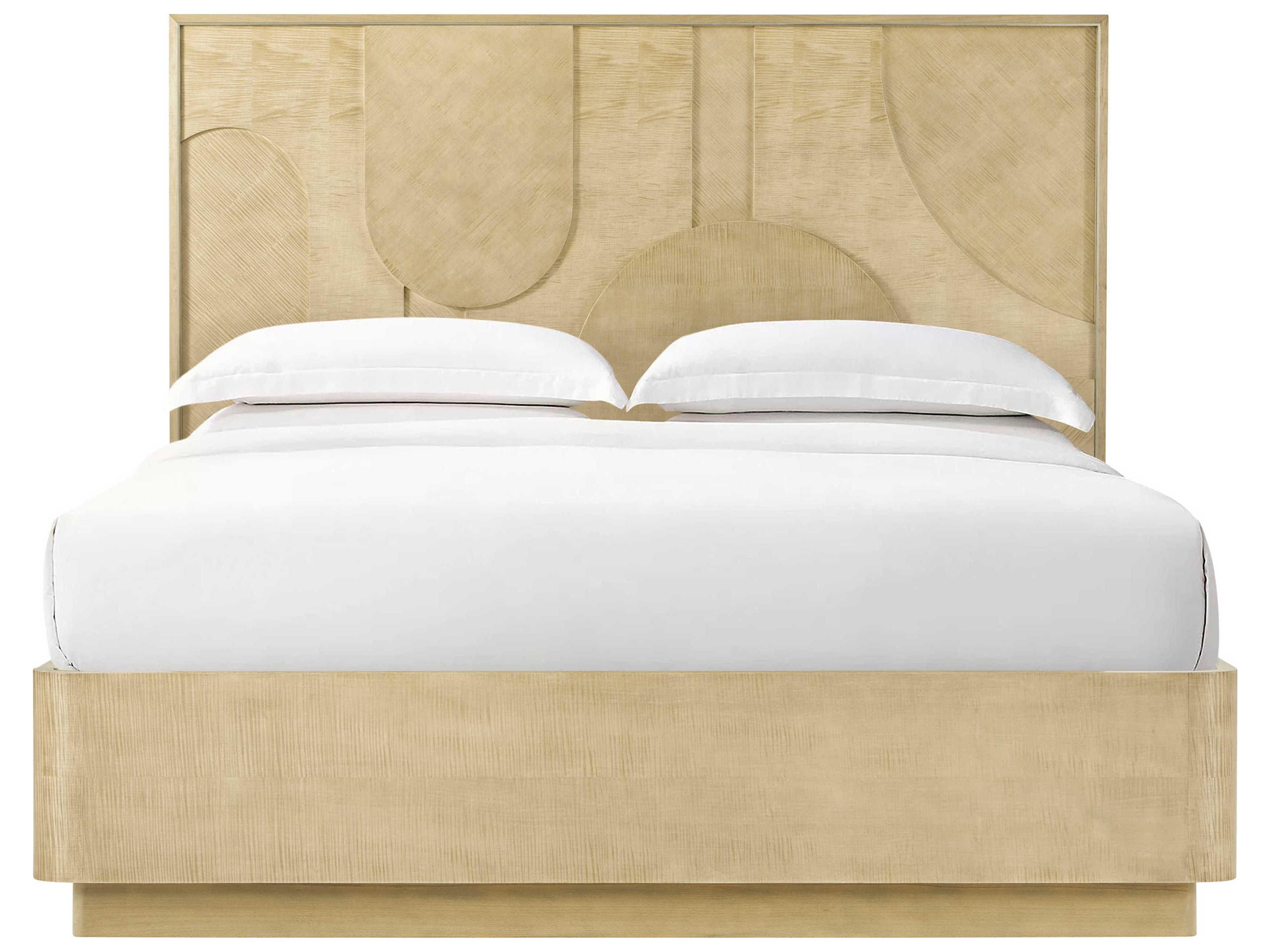 Theodore Alexander Origins Plinth Sesame Beige Sycamore Wood King Platform Bed