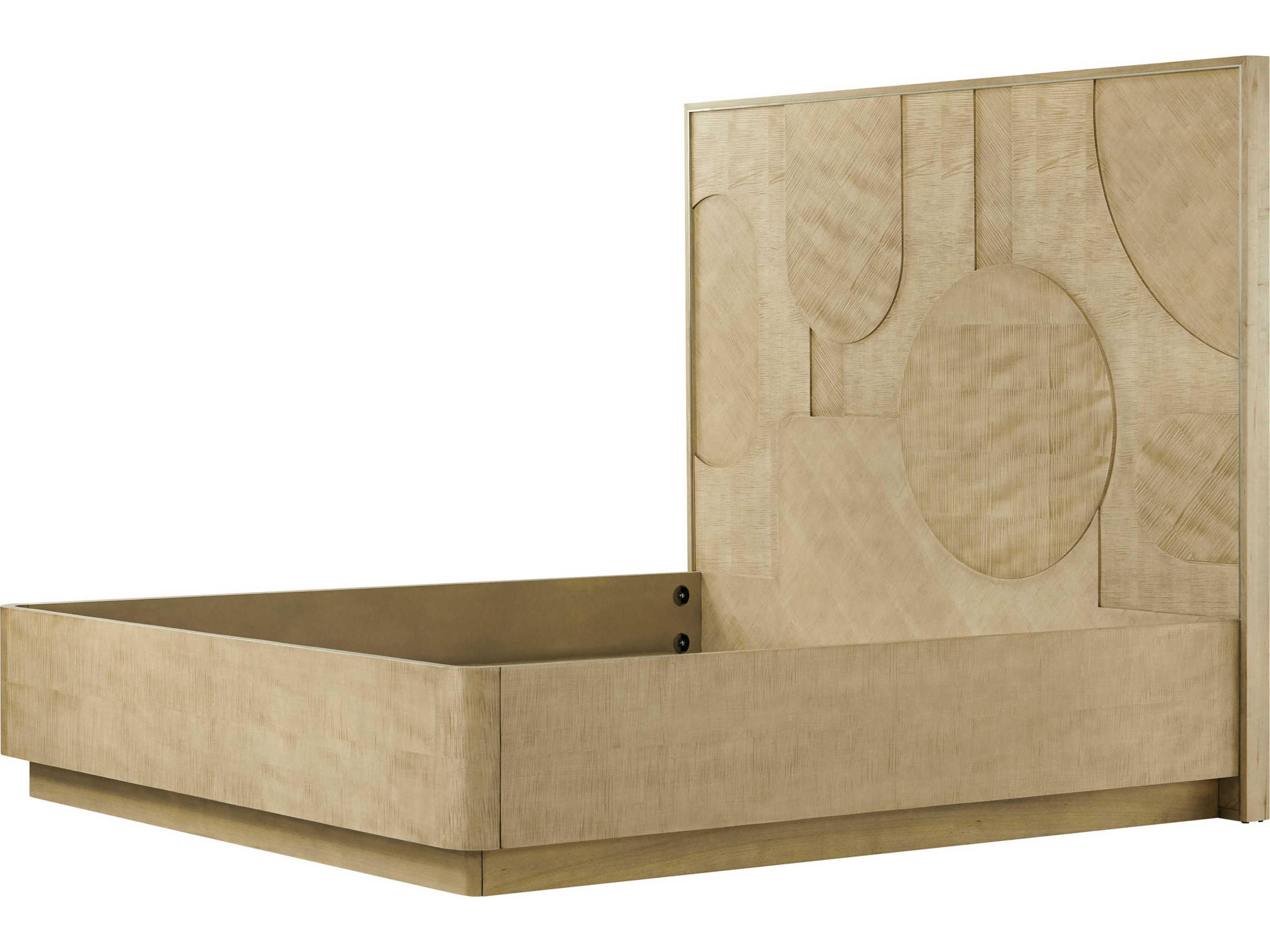 Theodore Alexander Origins Plinth Sesame Beige Sycamore Wood King Platform Bed