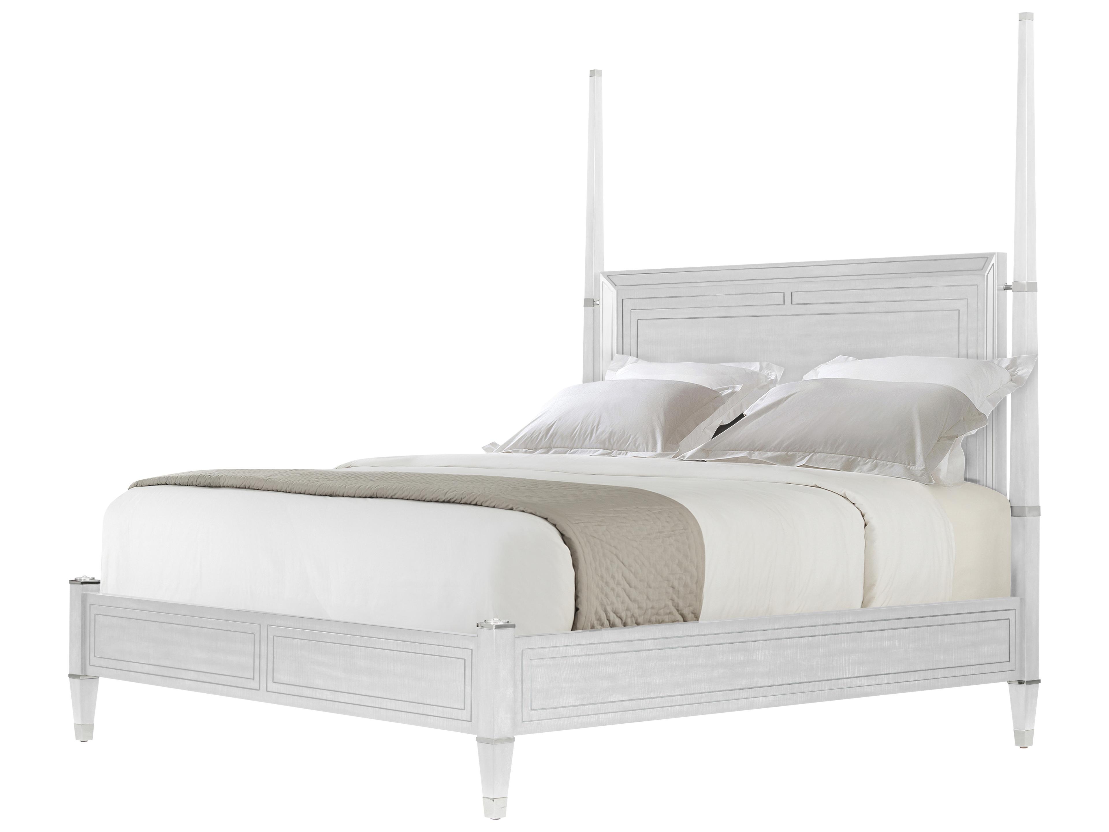Spencer London White Solid Wood King Poster Bed
