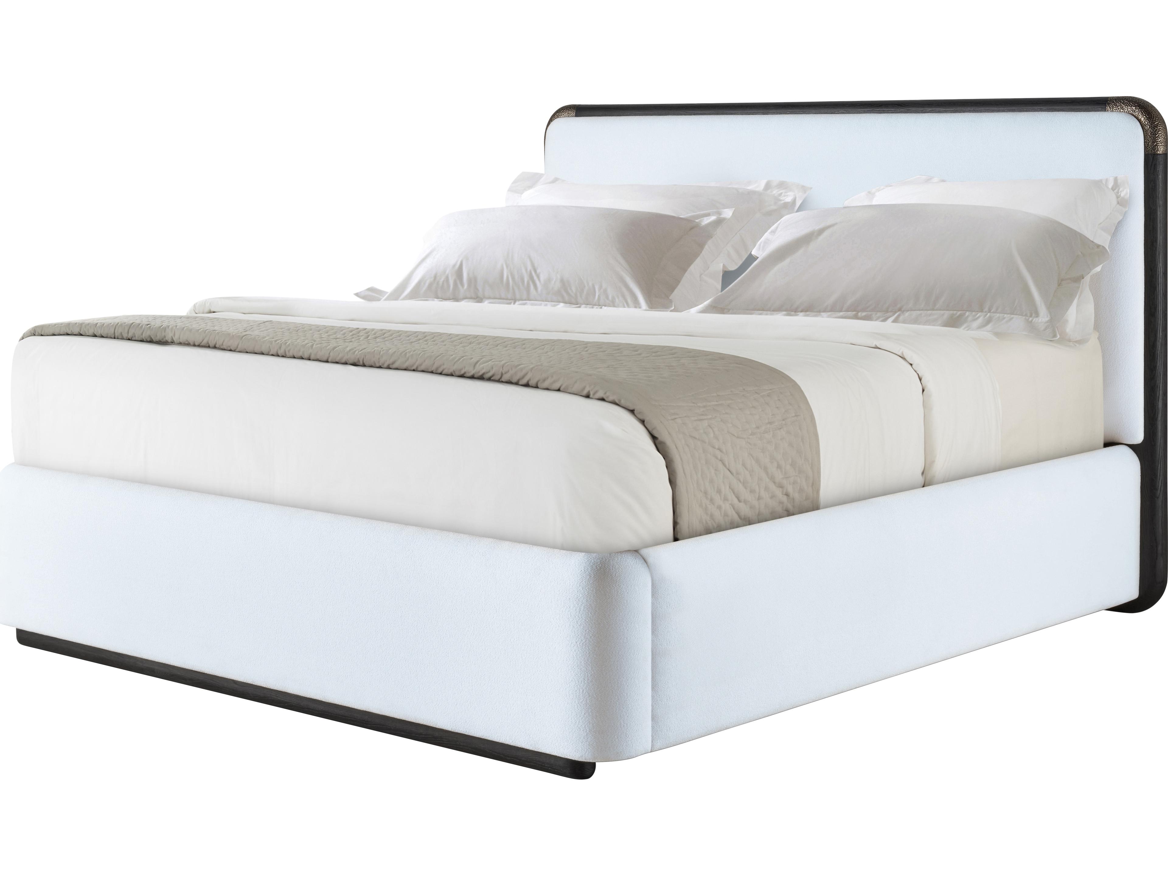 Luna White Solid Wood Upholstered King Platform Bed