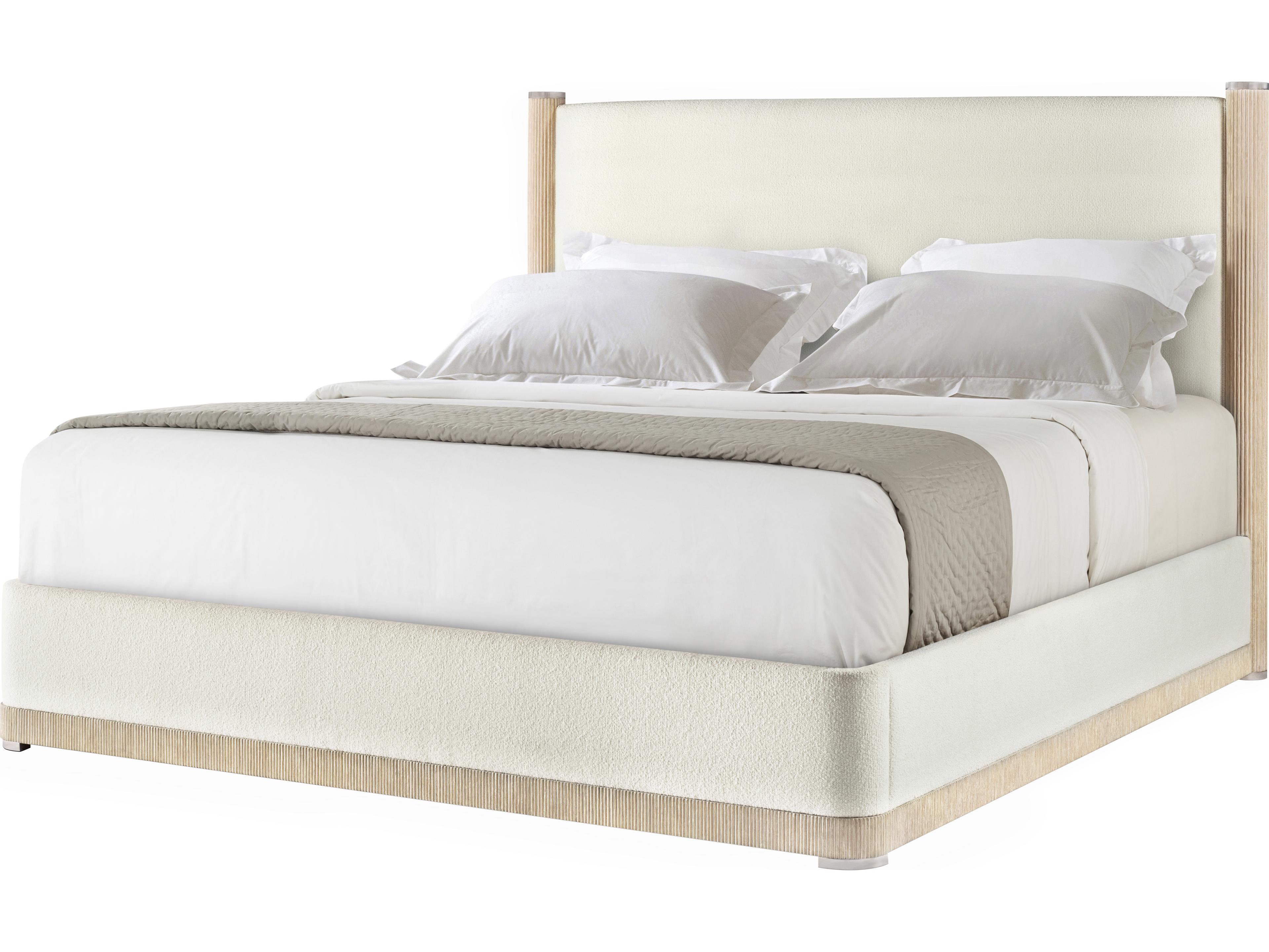 Horizon White Solid Wood Upholstered King Platform Bed