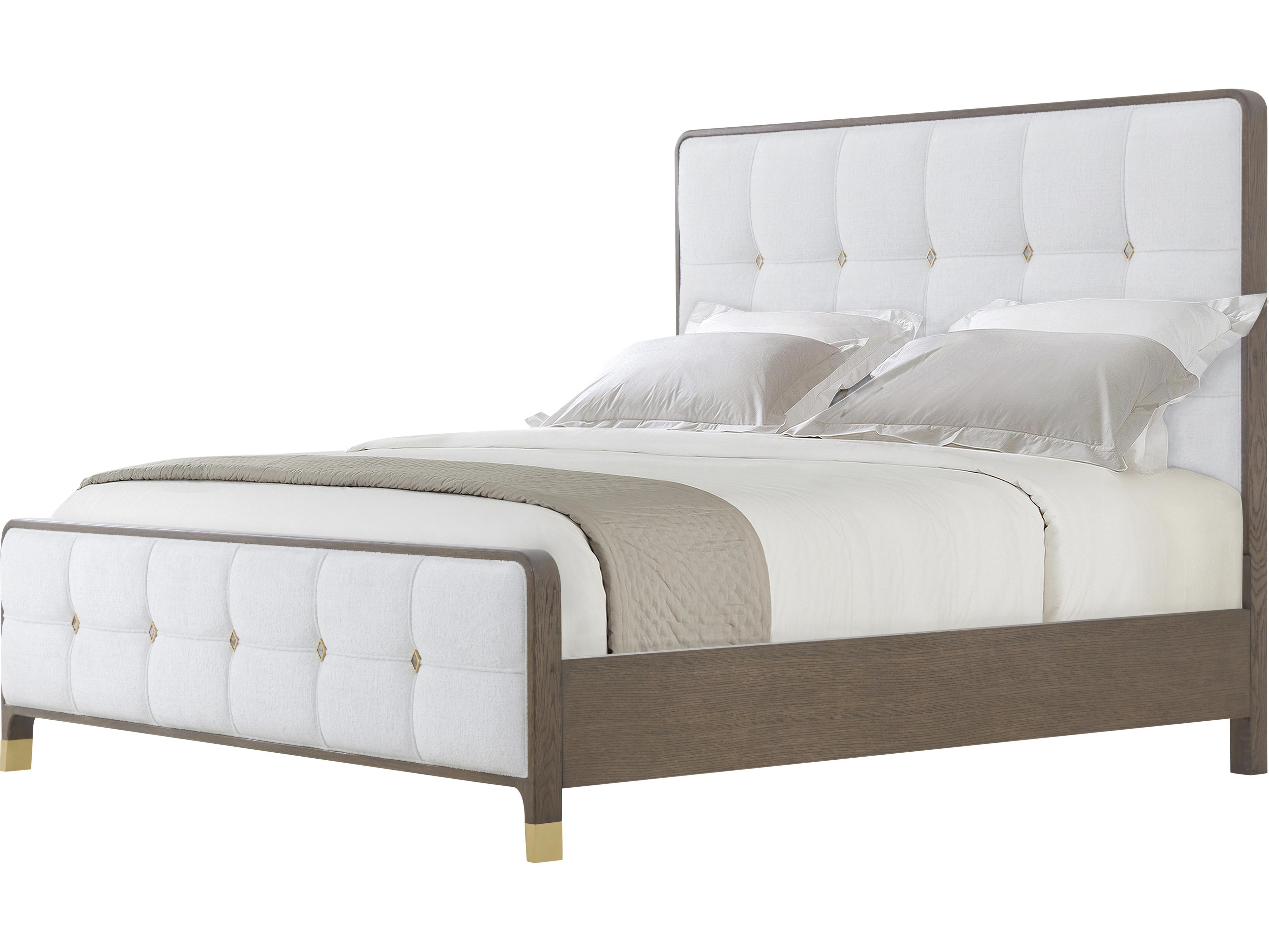 Judith Leiber Couture White Upholstered King Panel Bed
