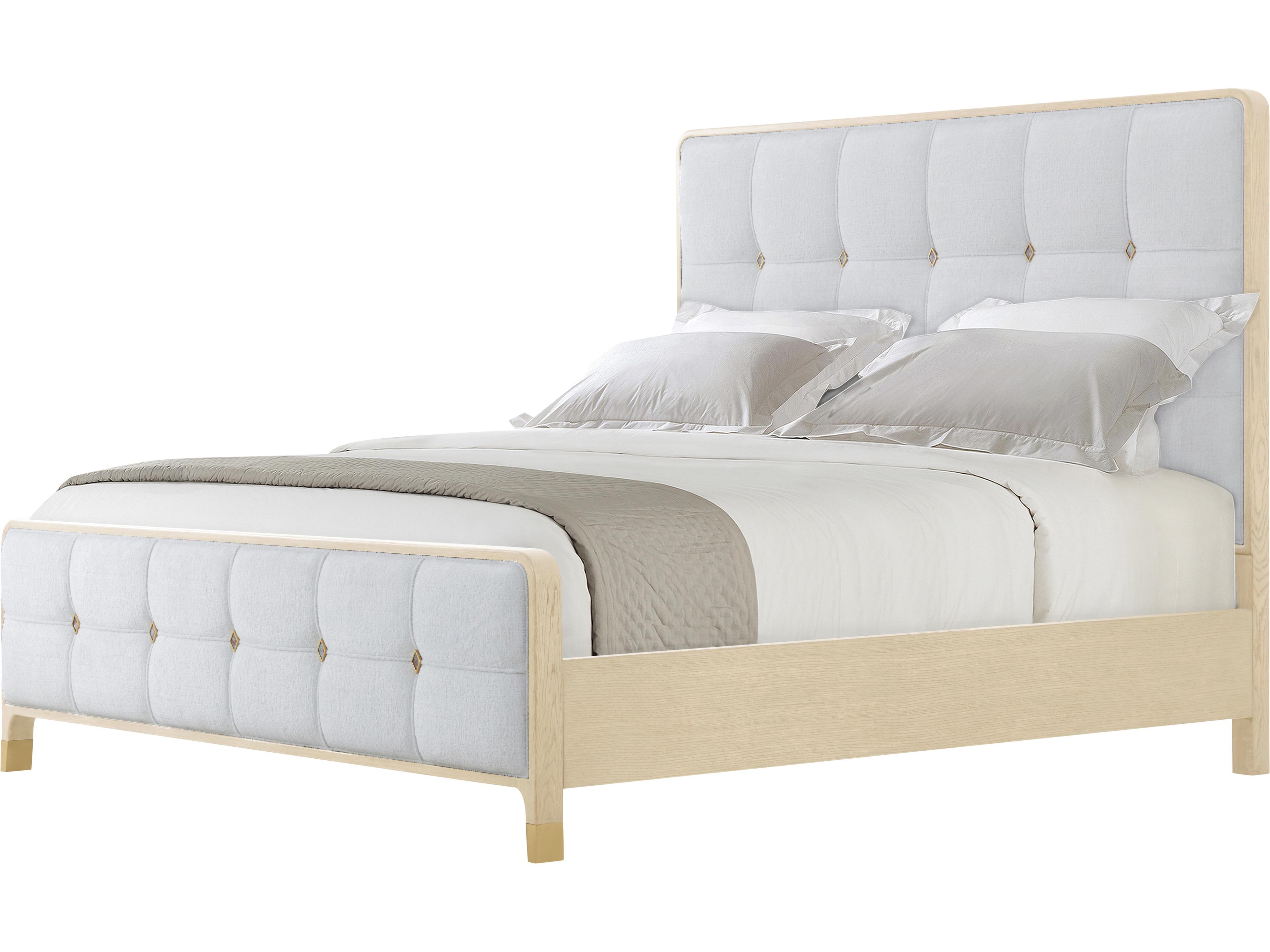 Judith Leiber Couture White Upholstered King Panel Bed