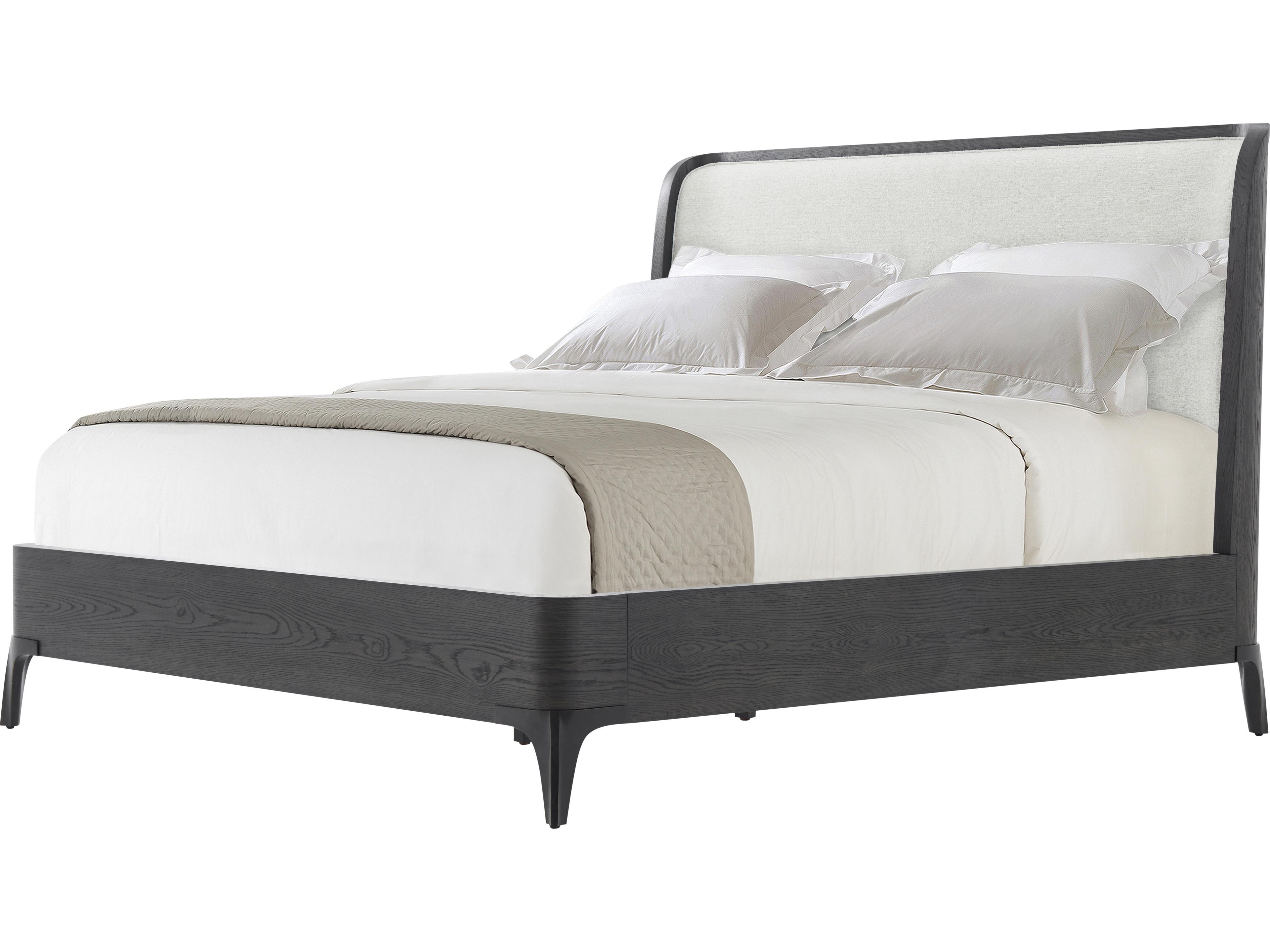 Rome Gray Solid Wood Upholstered King Panel Bed