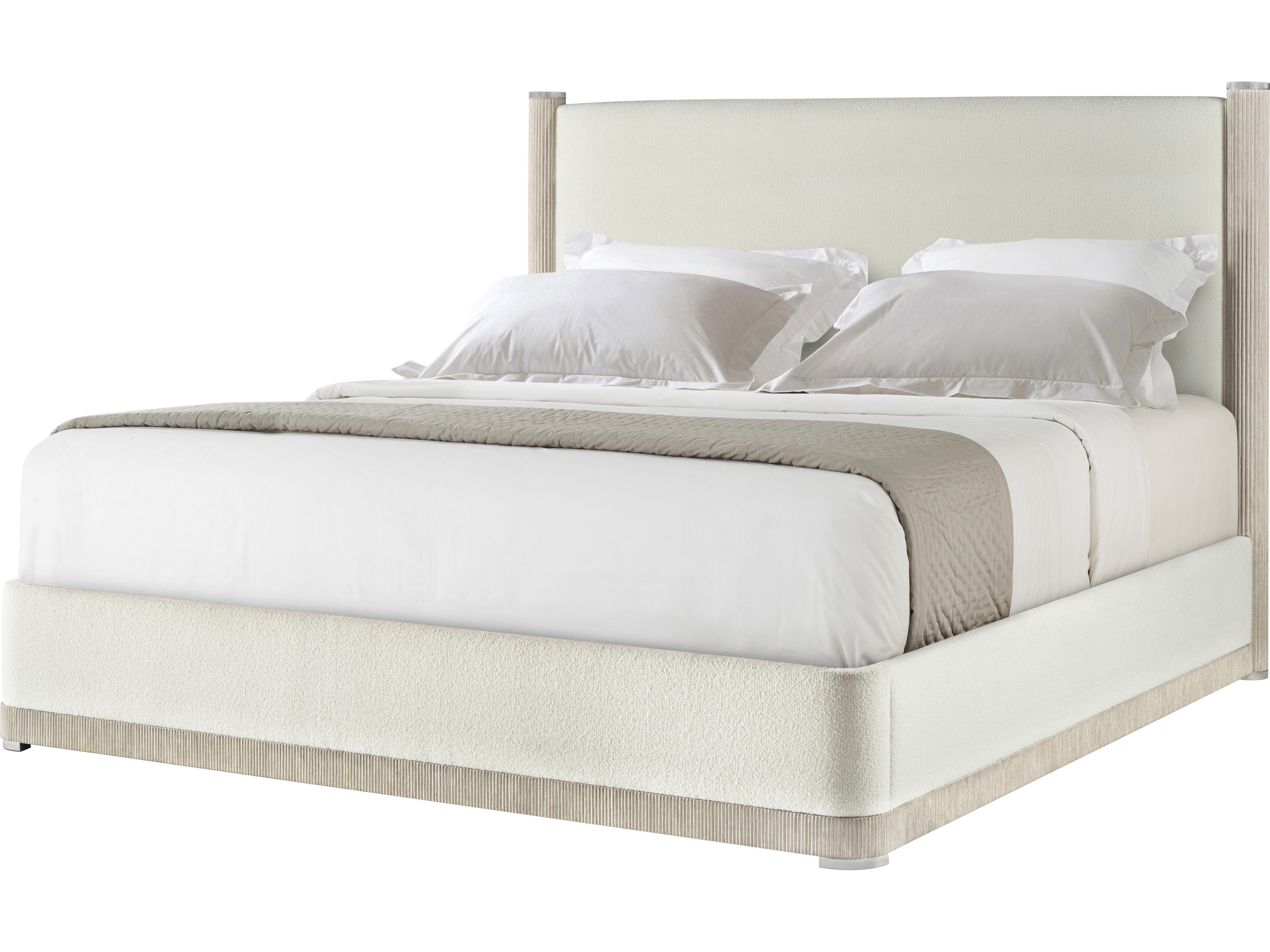 Horizon White Solid Wood Upholstered California King Platform Bed