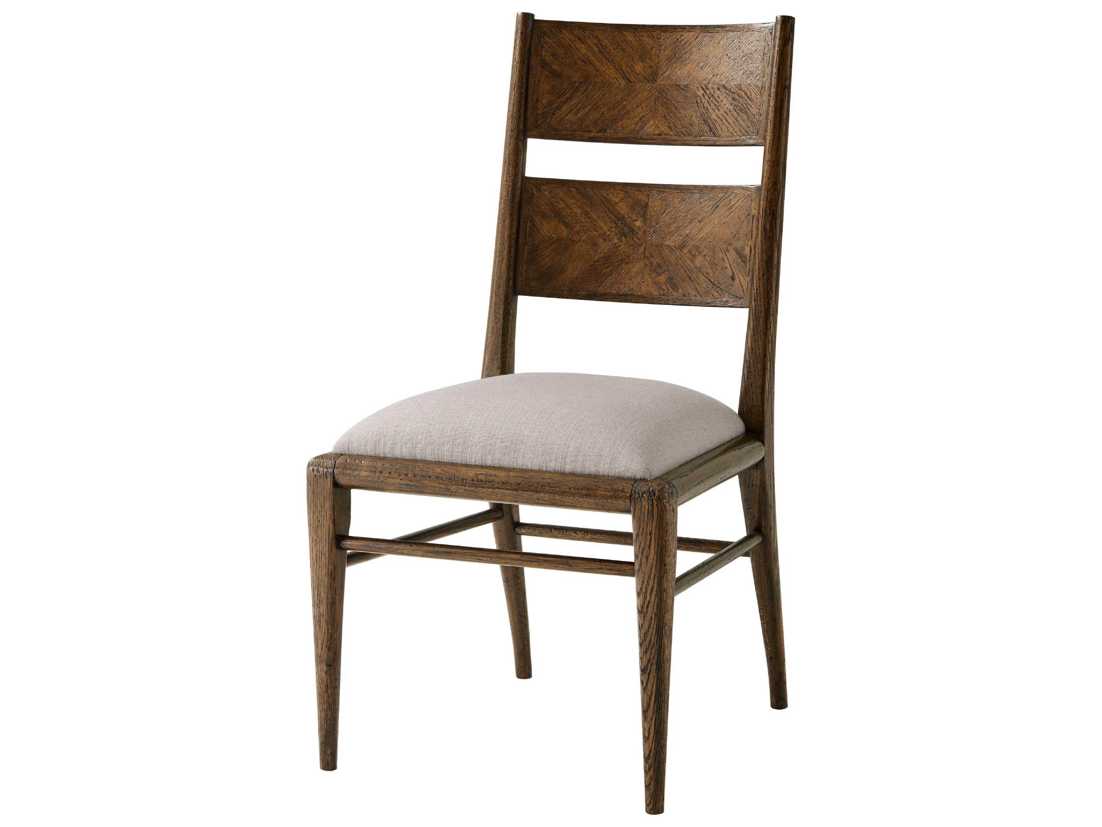 Theodore Alexander Nova Solid Wood Brown Upholstered Side Dining Chair
