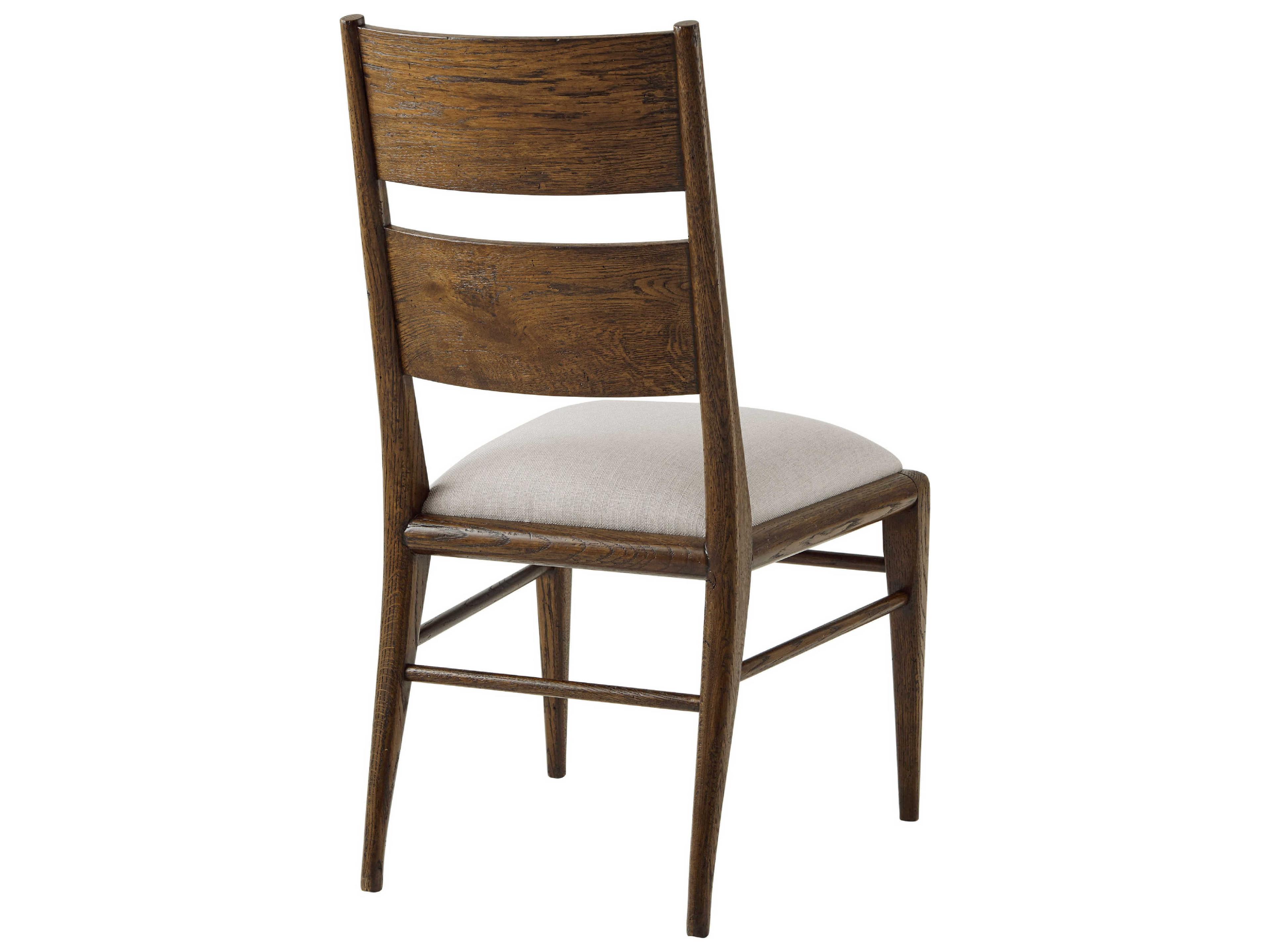 Theodore Alexander Nova Solid Wood Brown Upholstered Side Dining Chair