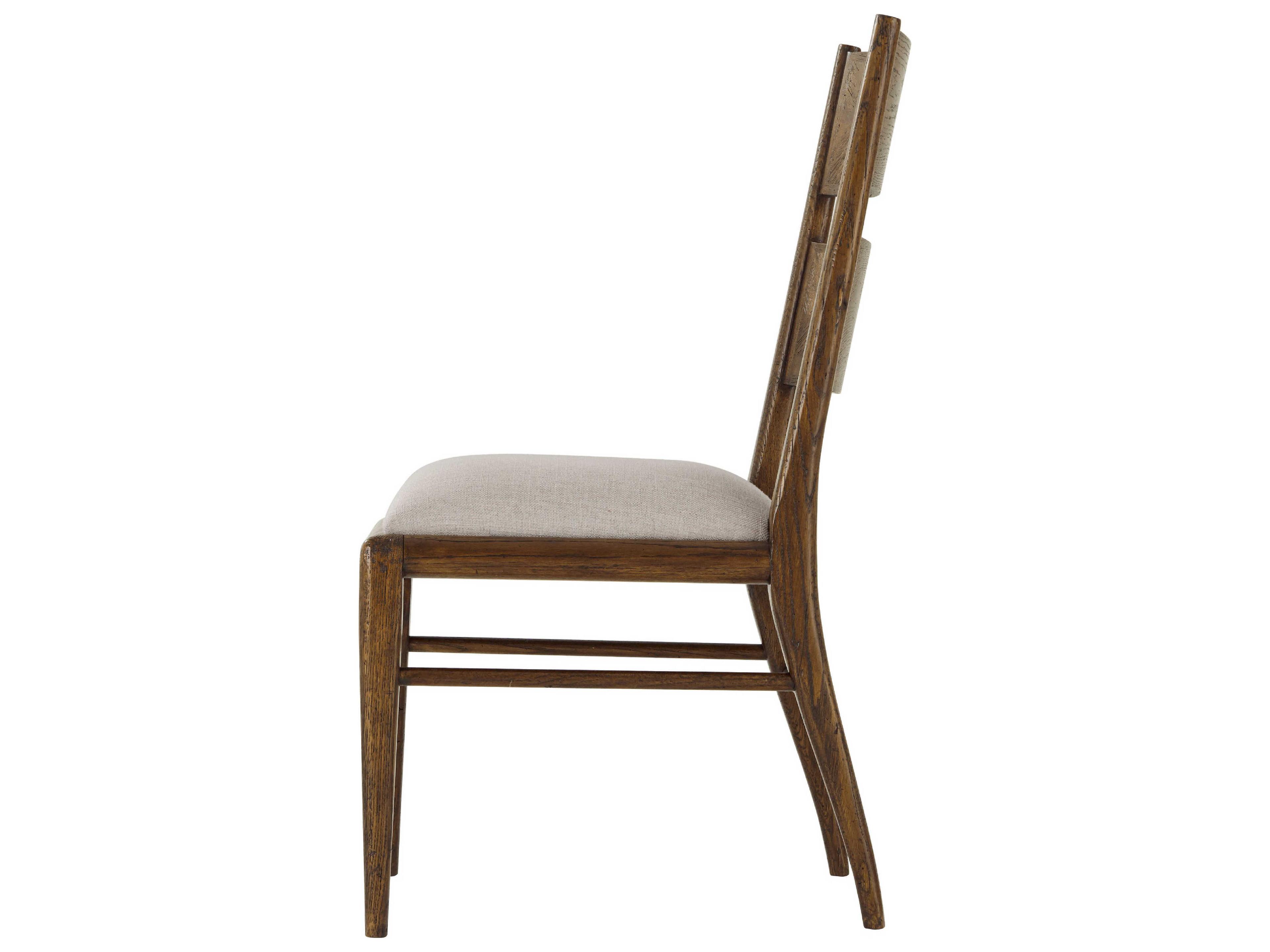Theodore Alexander Nova Solid Wood Brown Upholstered Side Dining Chair