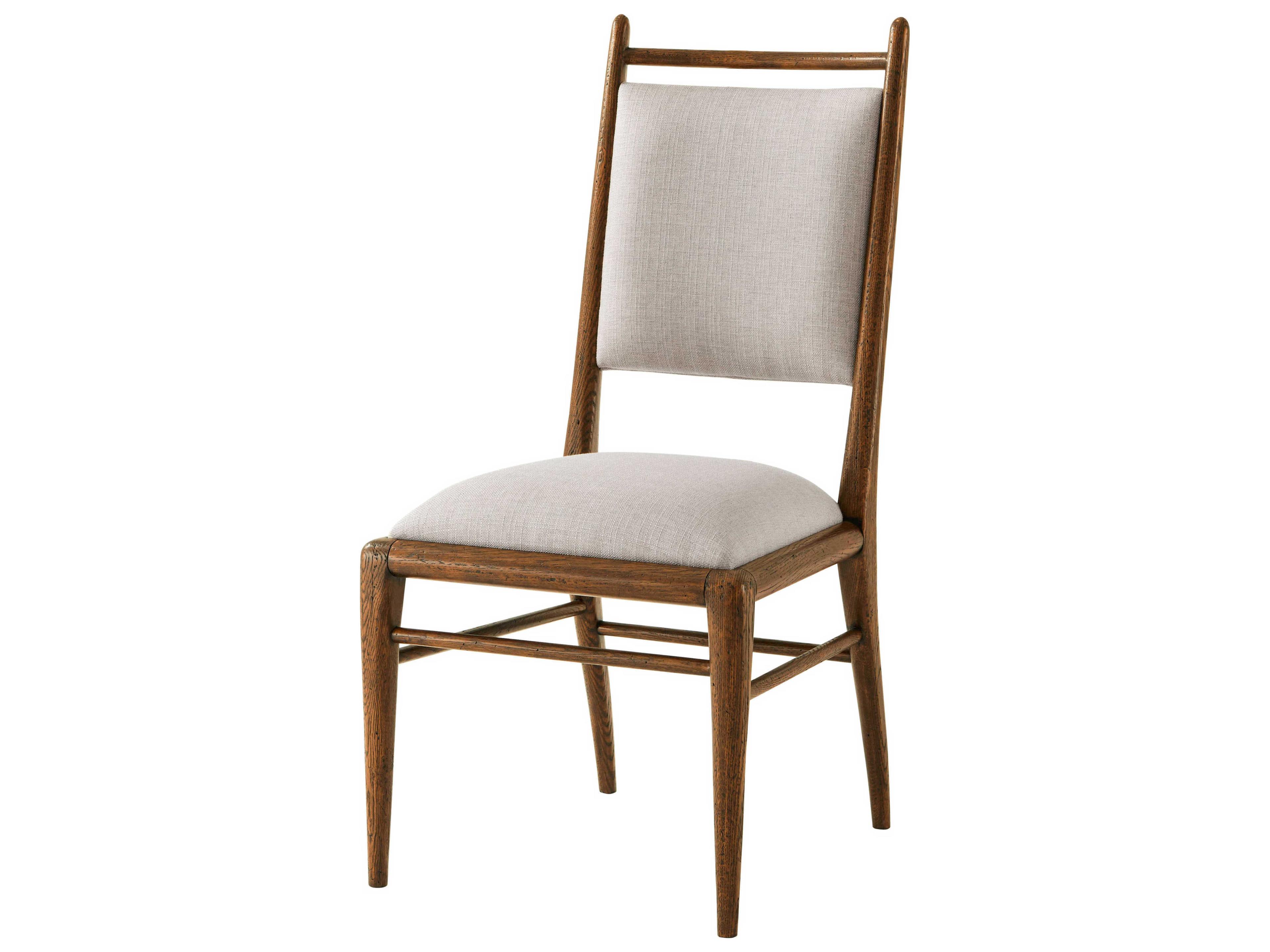 Theodore Alexander Nova Solid Wood Brown Upholstered Side Dining Chair