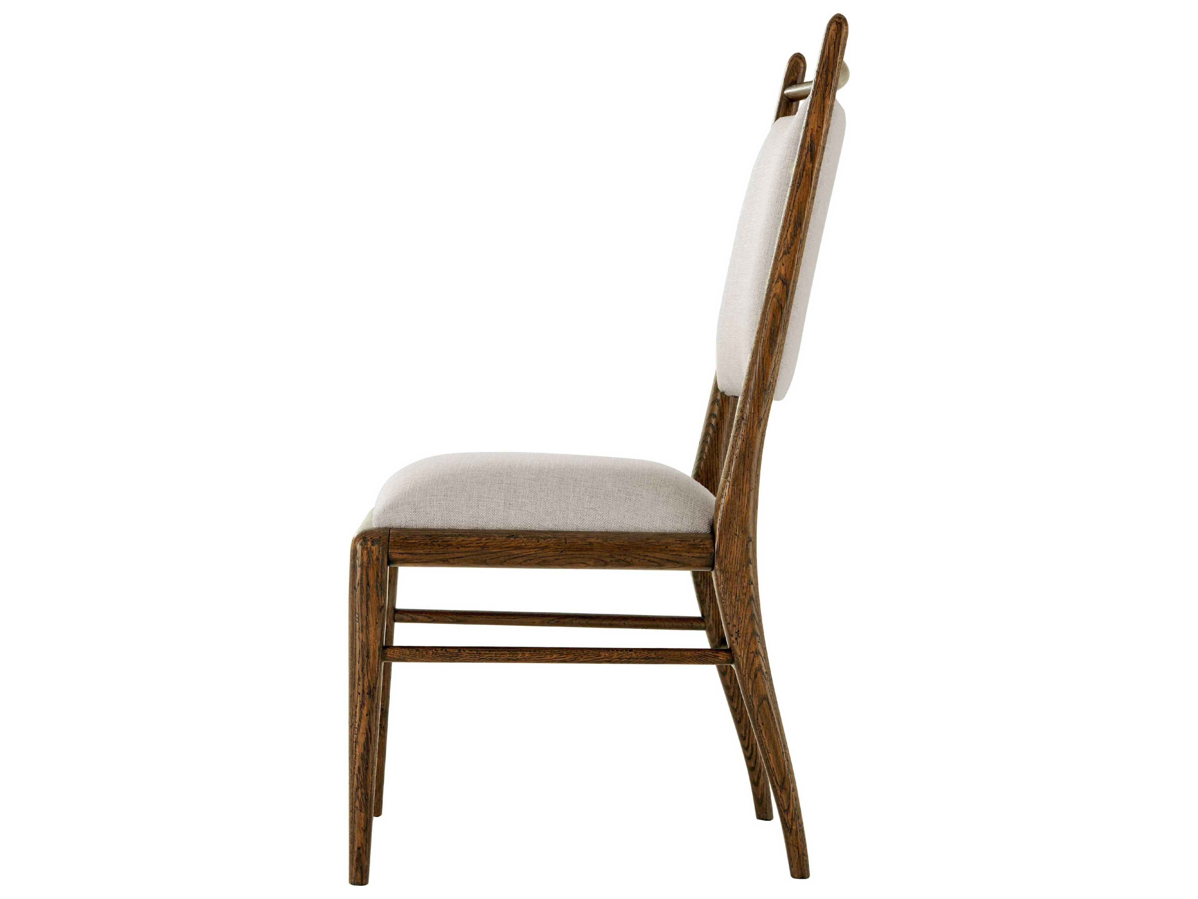 Theodore Alexander Nova Solid Wood Brown Upholstered Side Dining Chair