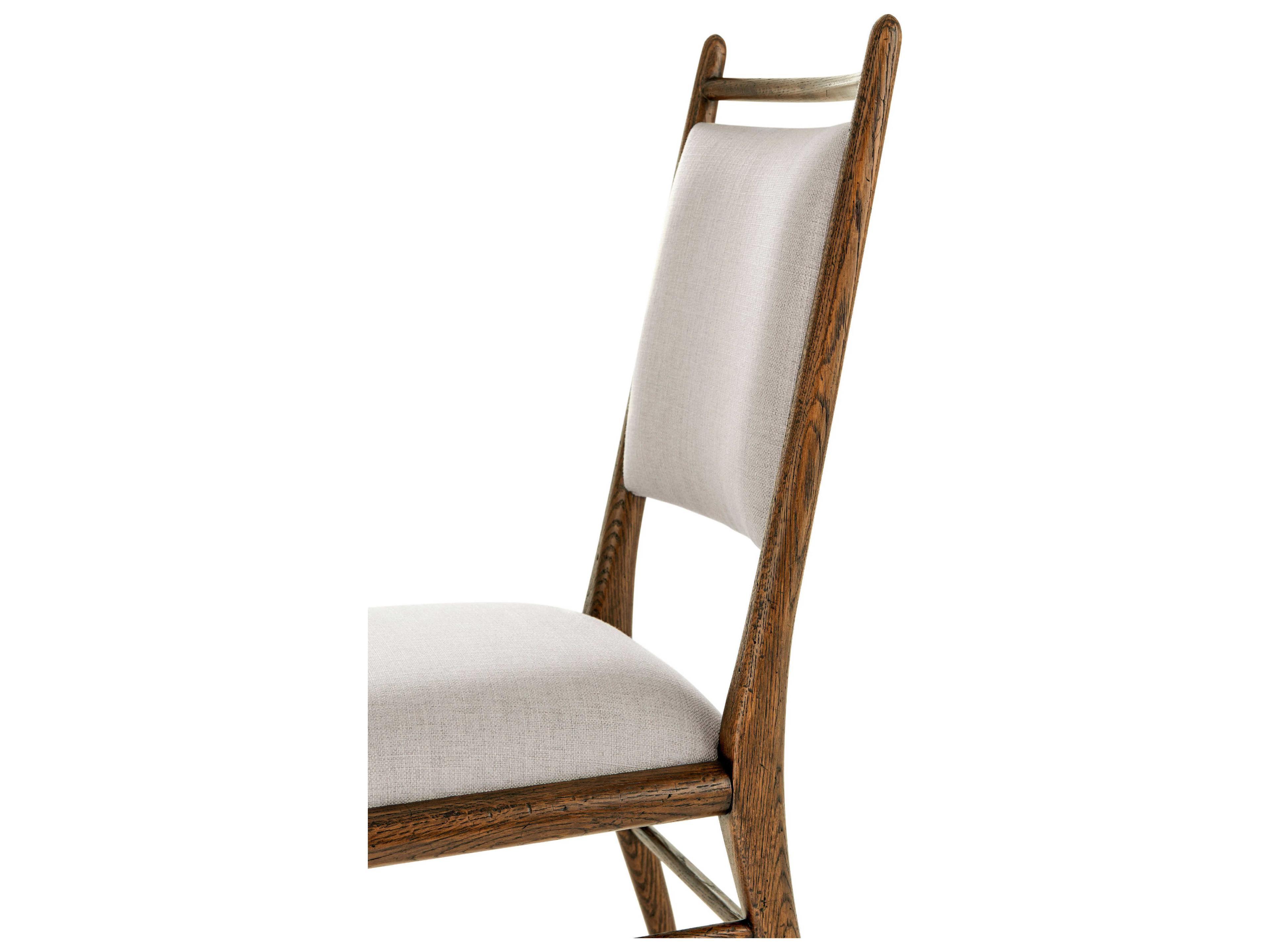 Theodore Alexander Nova Solid Wood Brown Upholstered Side Dining Chair