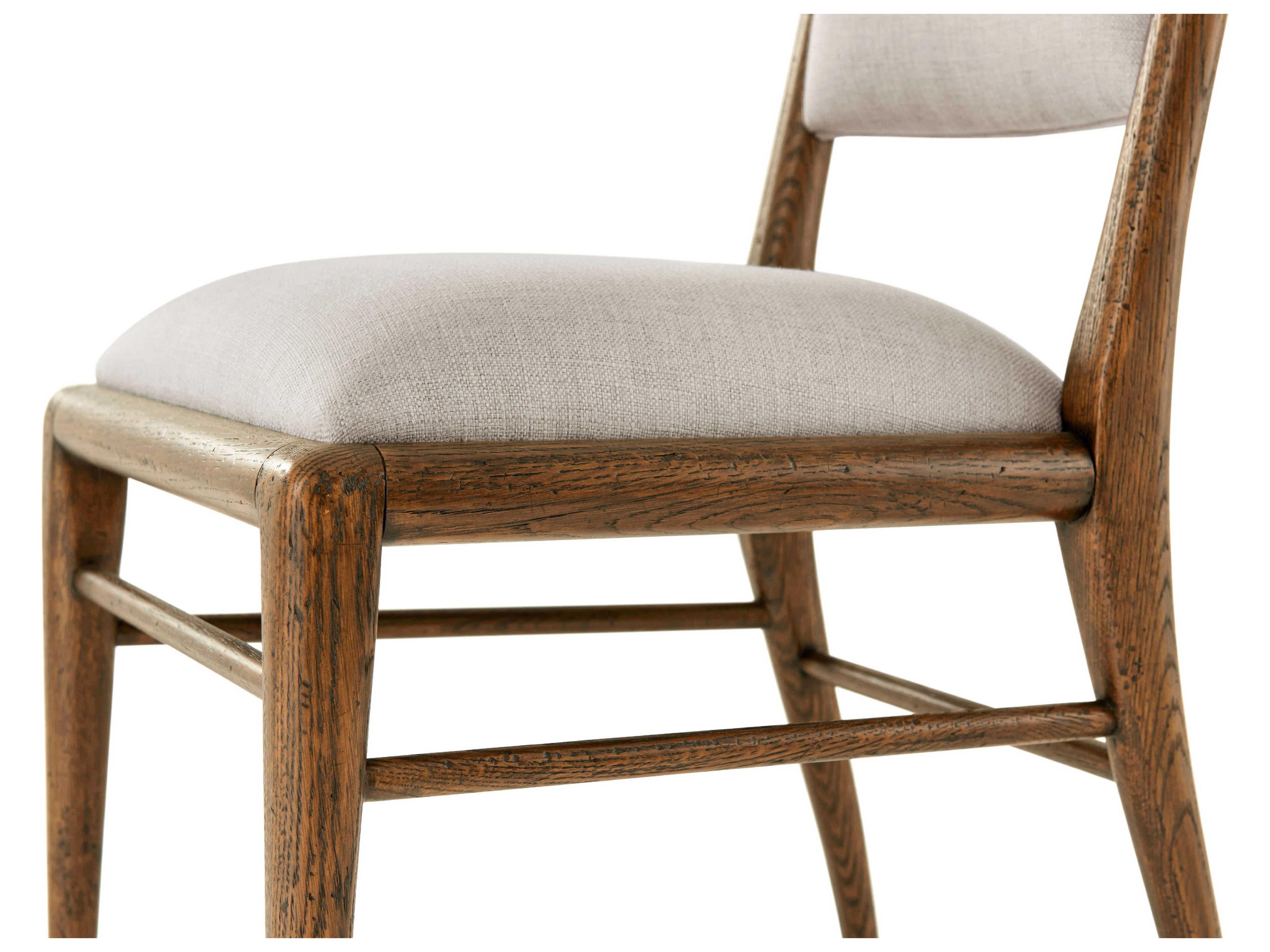 Theodore Alexander Nova Solid Wood Brown Upholstered Side Dining Chair