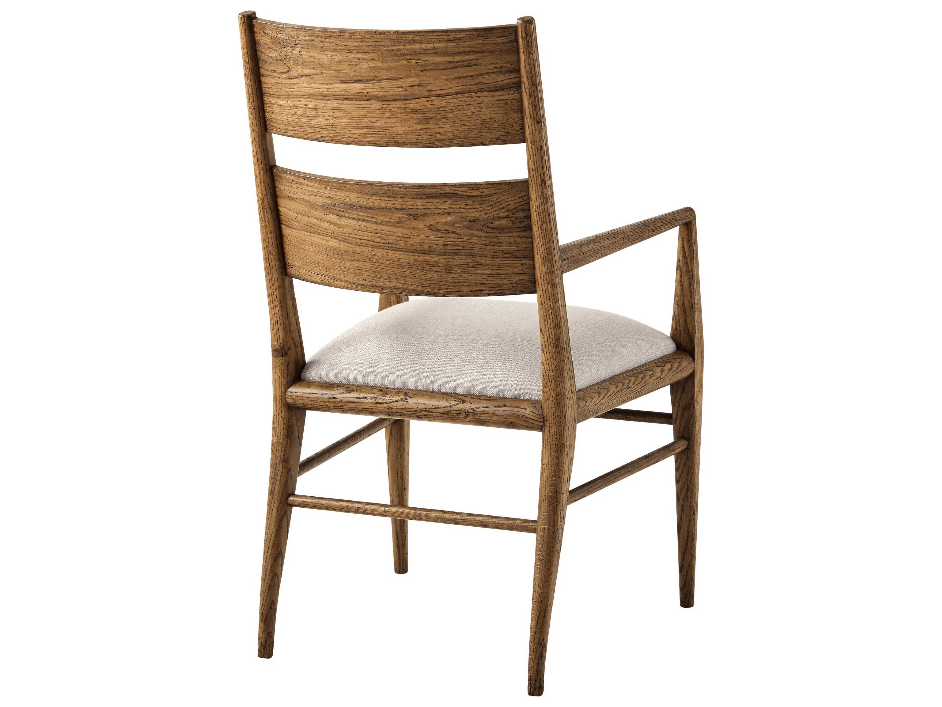 Theodore Alexander Nova Solid Wood Brown Upholstered Arm Dining Chair