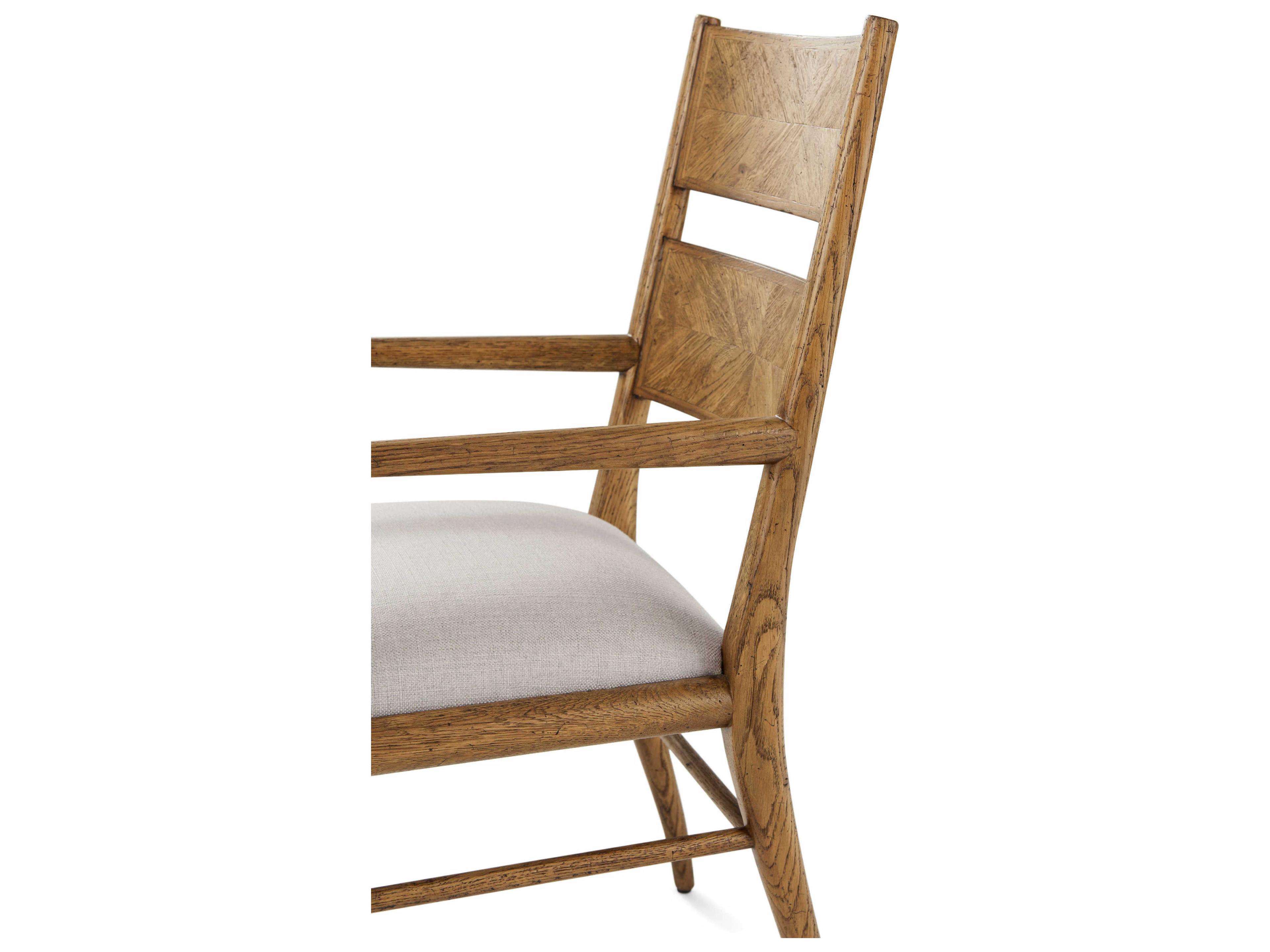 Theodore Alexander Nova Solid Wood Brown Upholstered Arm Dining Chair