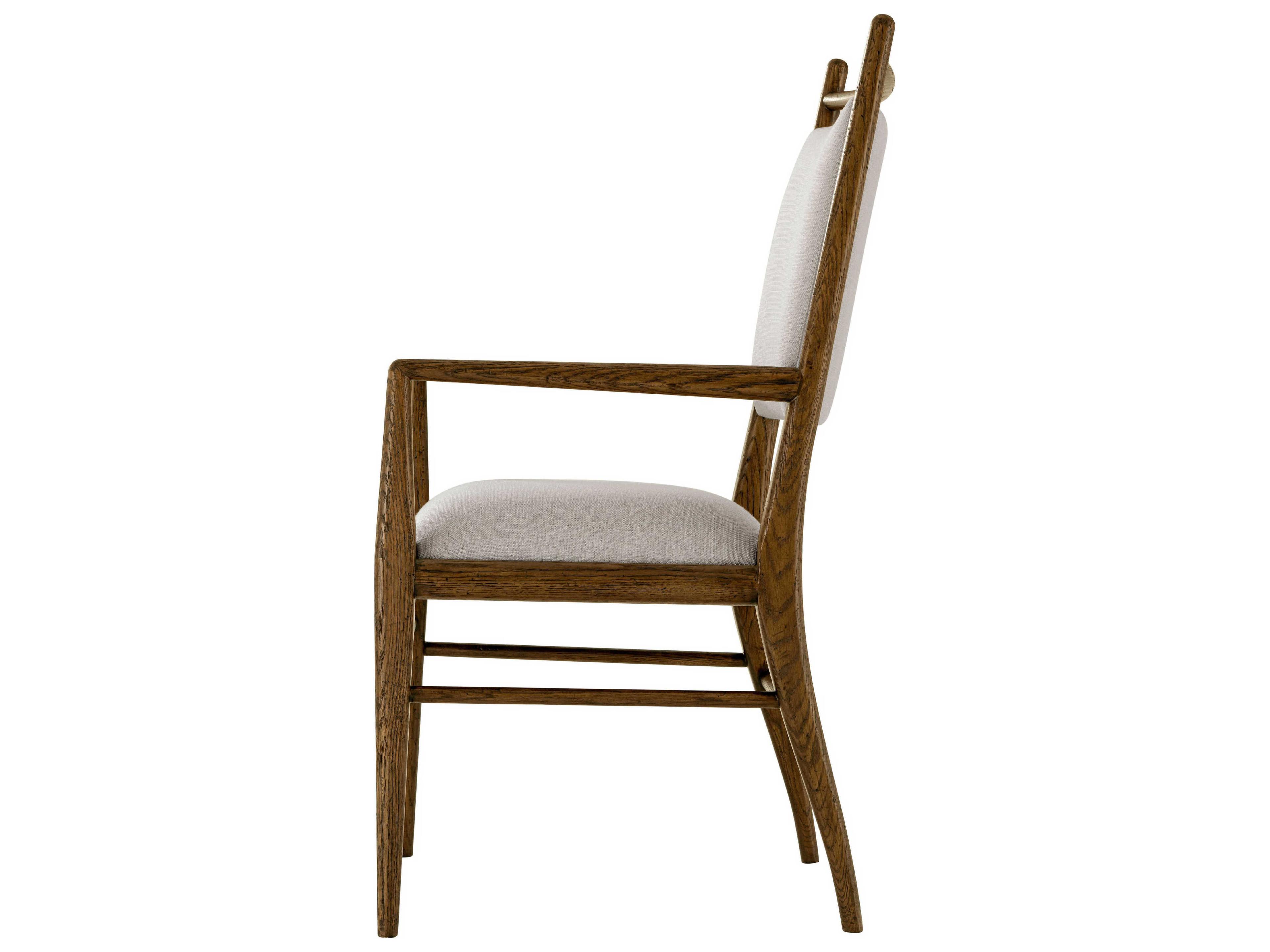 Theodore Alexander Nova Solid Wood Brown Upholstered Arm Dining Chair
