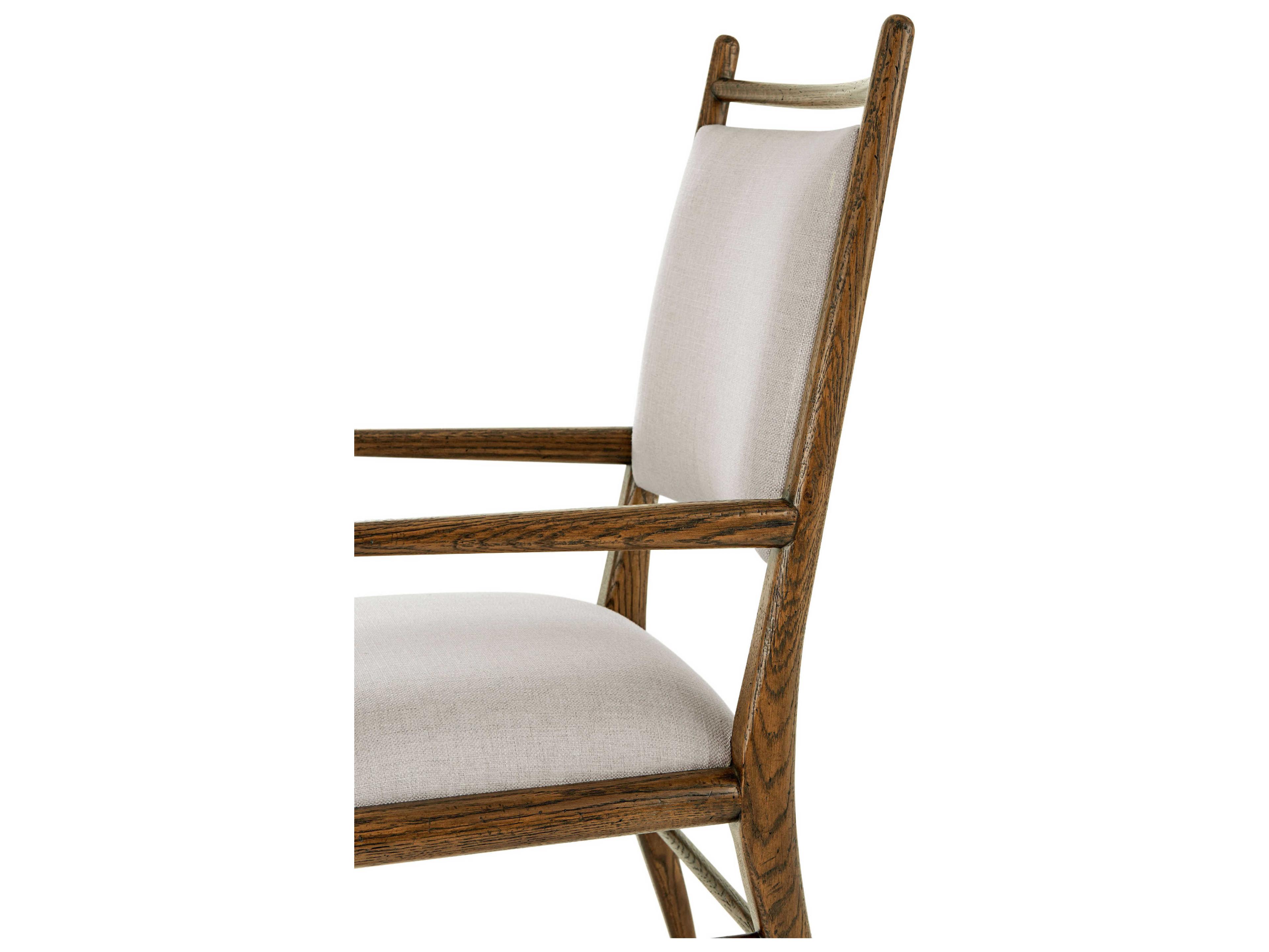 Theodore Alexander Nova Solid Wood Brown Upholstered Arm Dining Chair