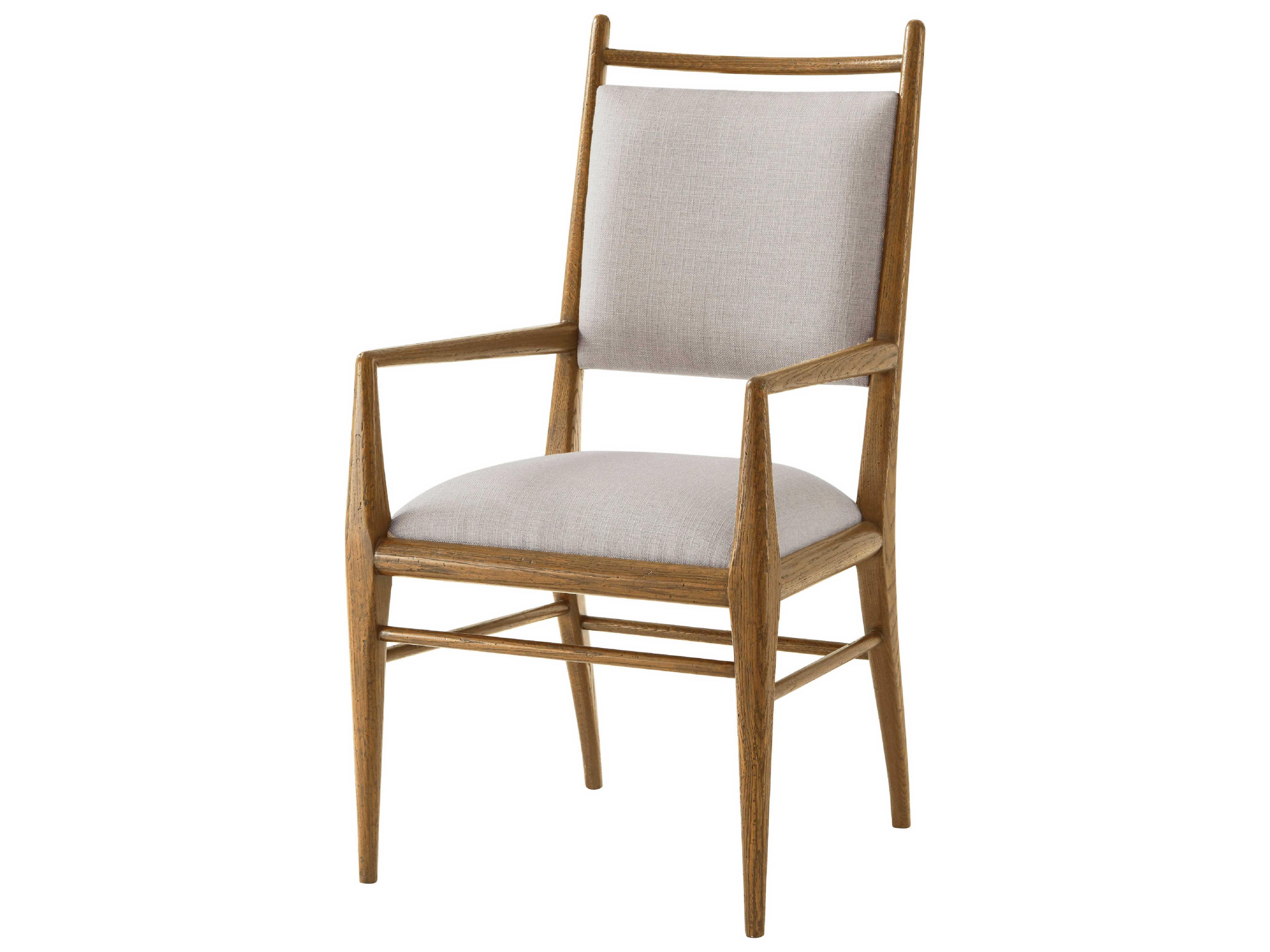 Nova Solid Wood Beige Upholstered Arm Dining Chair