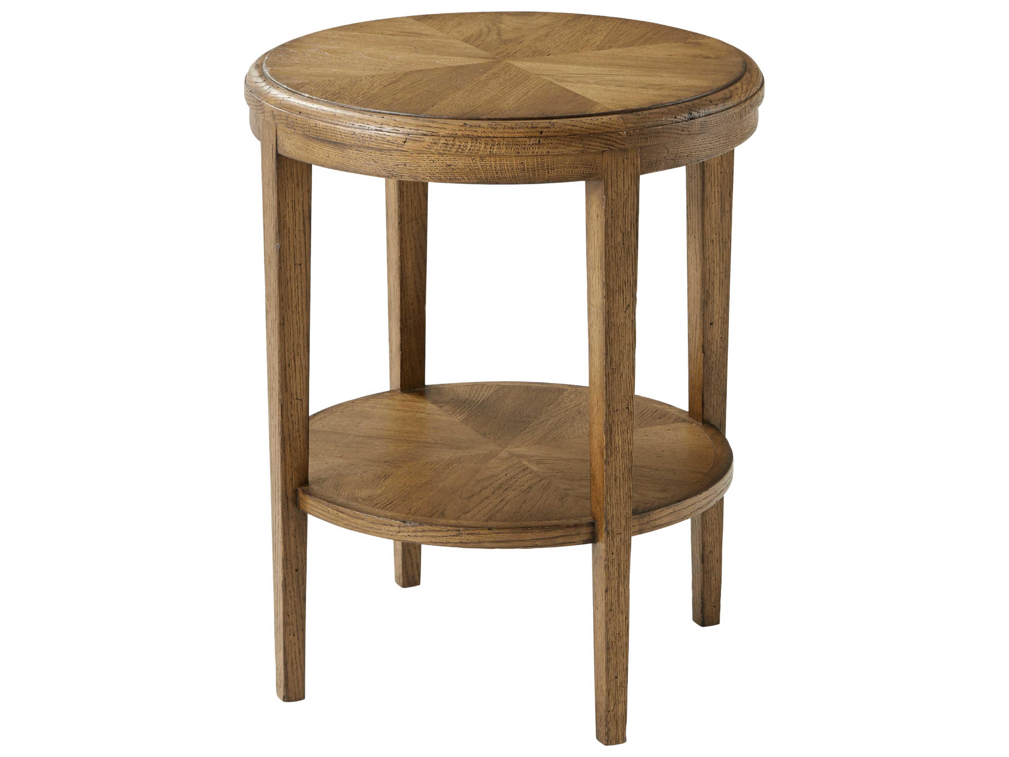 Theodore Alexander Nova Round Wood Two-Tiered End Table