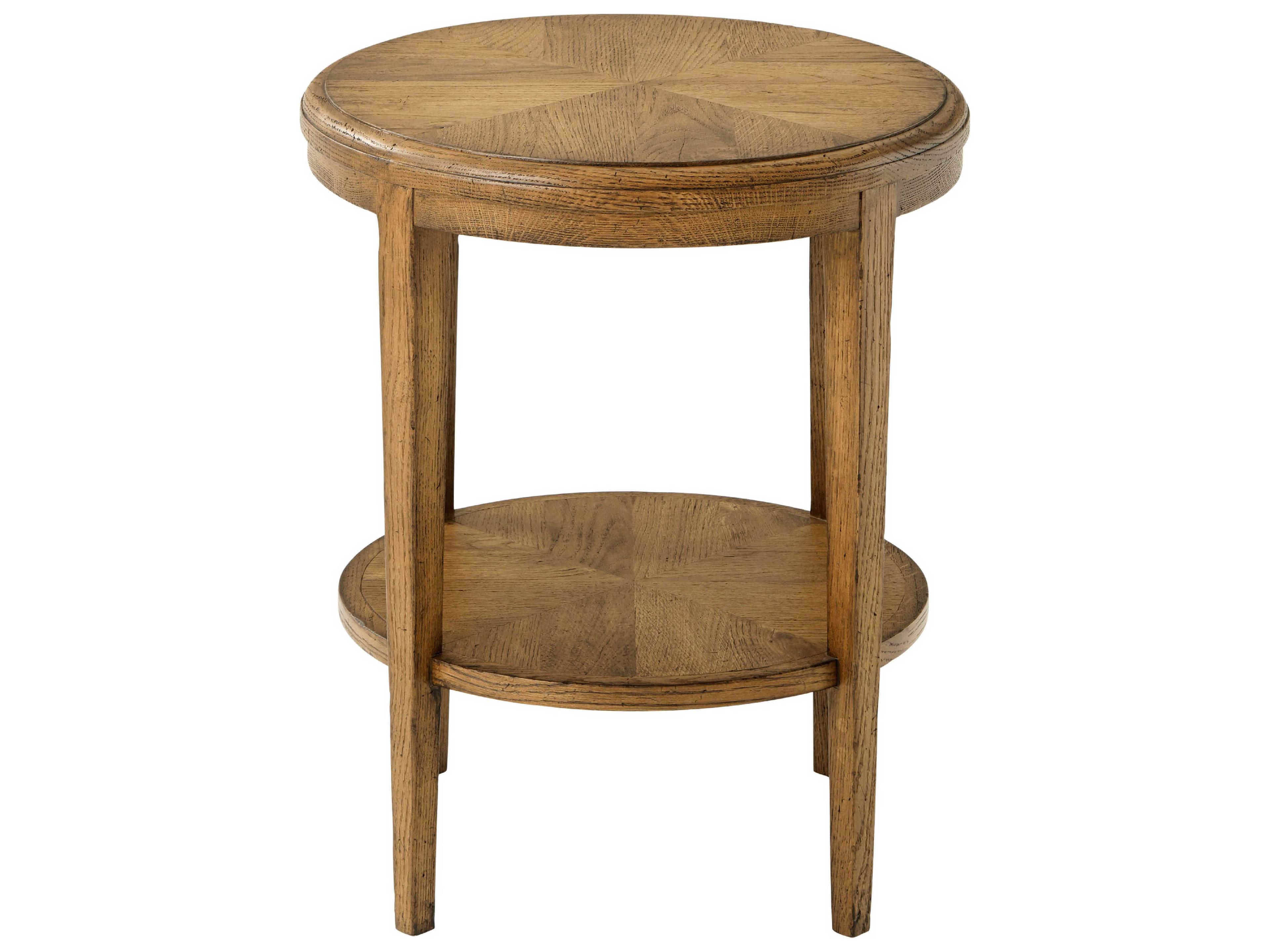 Theodore Alexander Nova Round Wood Two-Tiered End Table