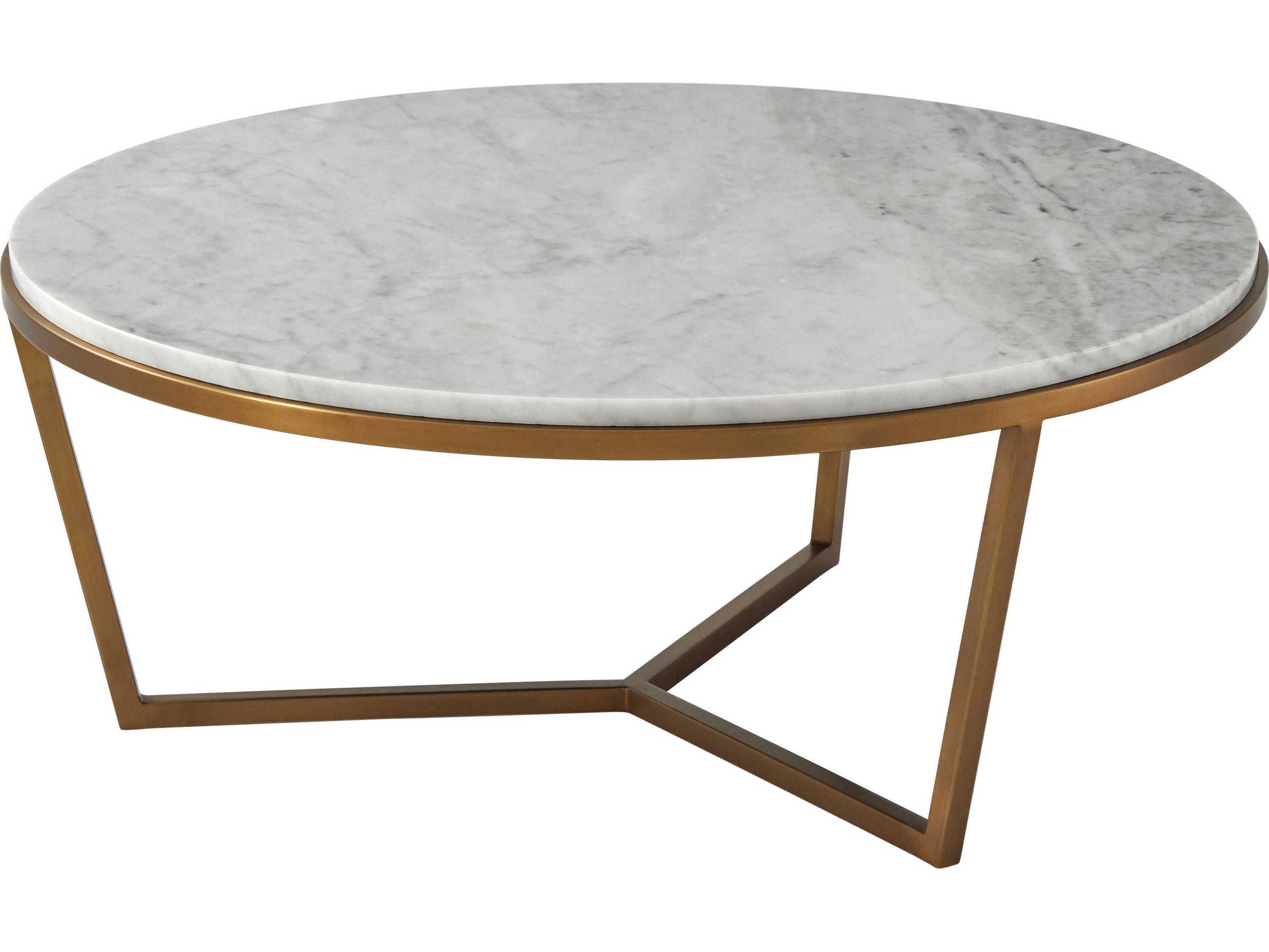 Theodore Alexander Round Marble New Mordern Brass Fisher Cocktail Table