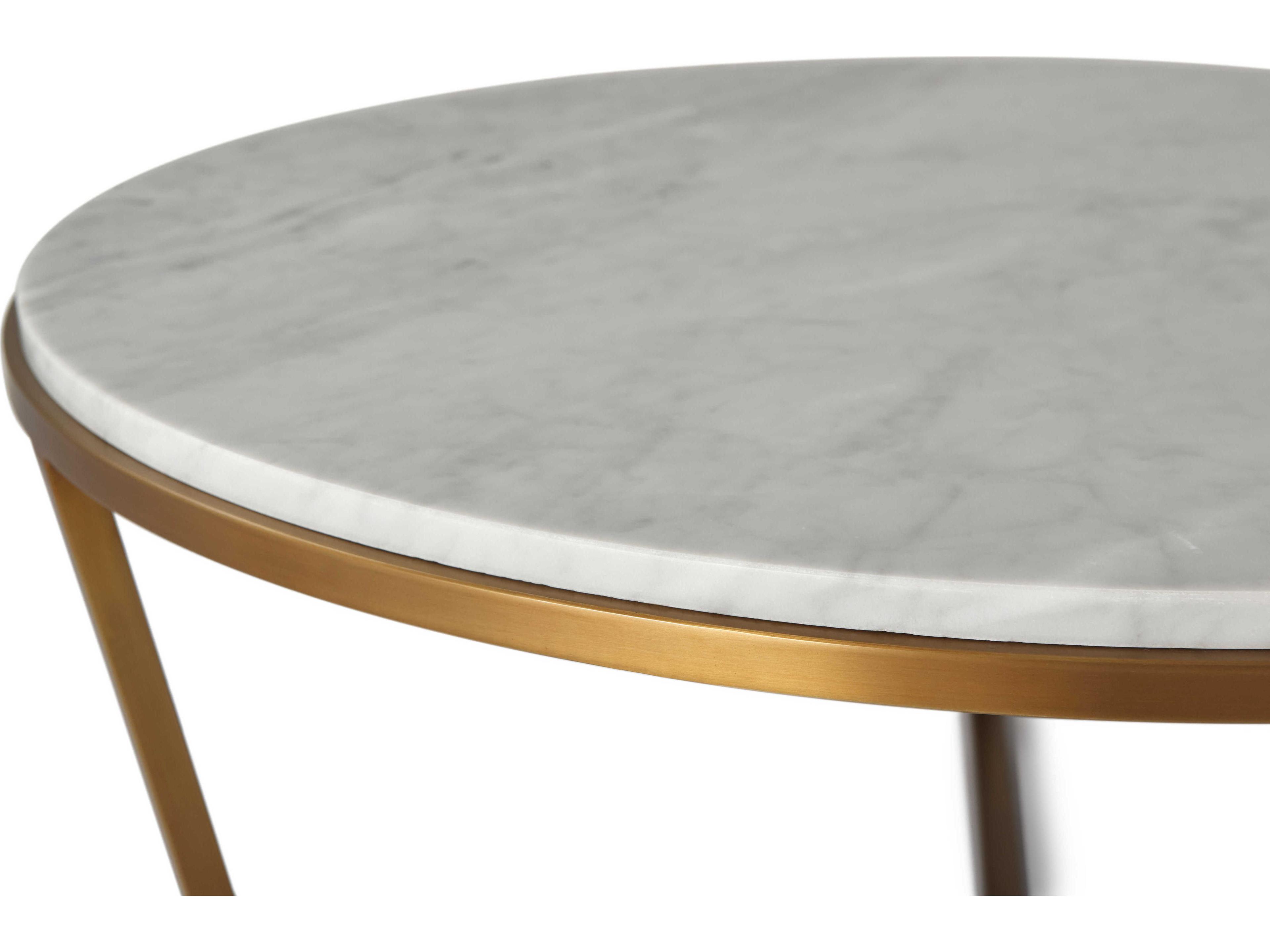 Theodore Alexander Round Marble New Mordern Brass Fisher Cocktail Table
