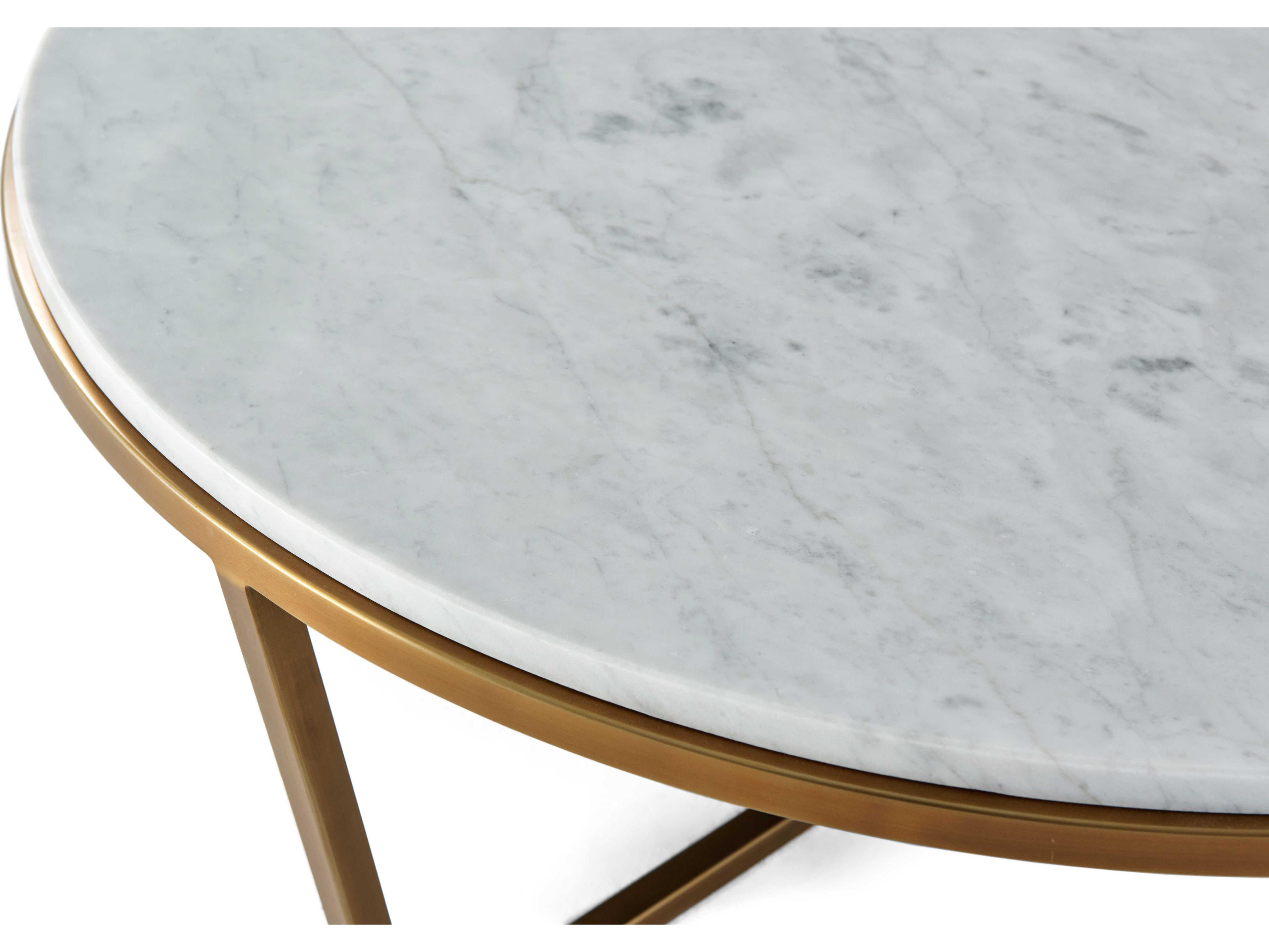 Theodore Alexander Round Marble New Mordern Brass Fisher Cocktail Table