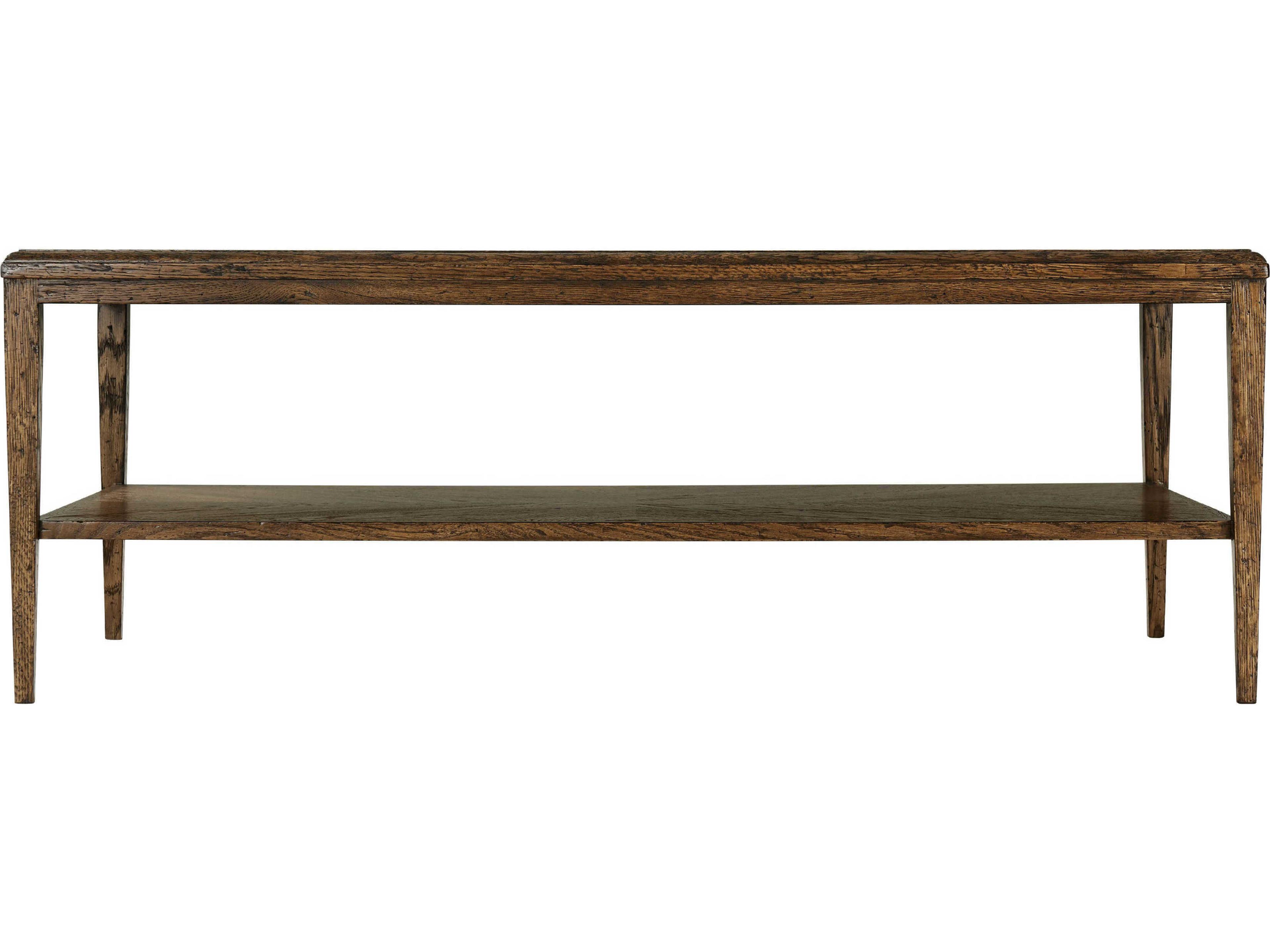 Theodore Alexander Nova Rectangular Wood Undertier Shelf Cocktail Table