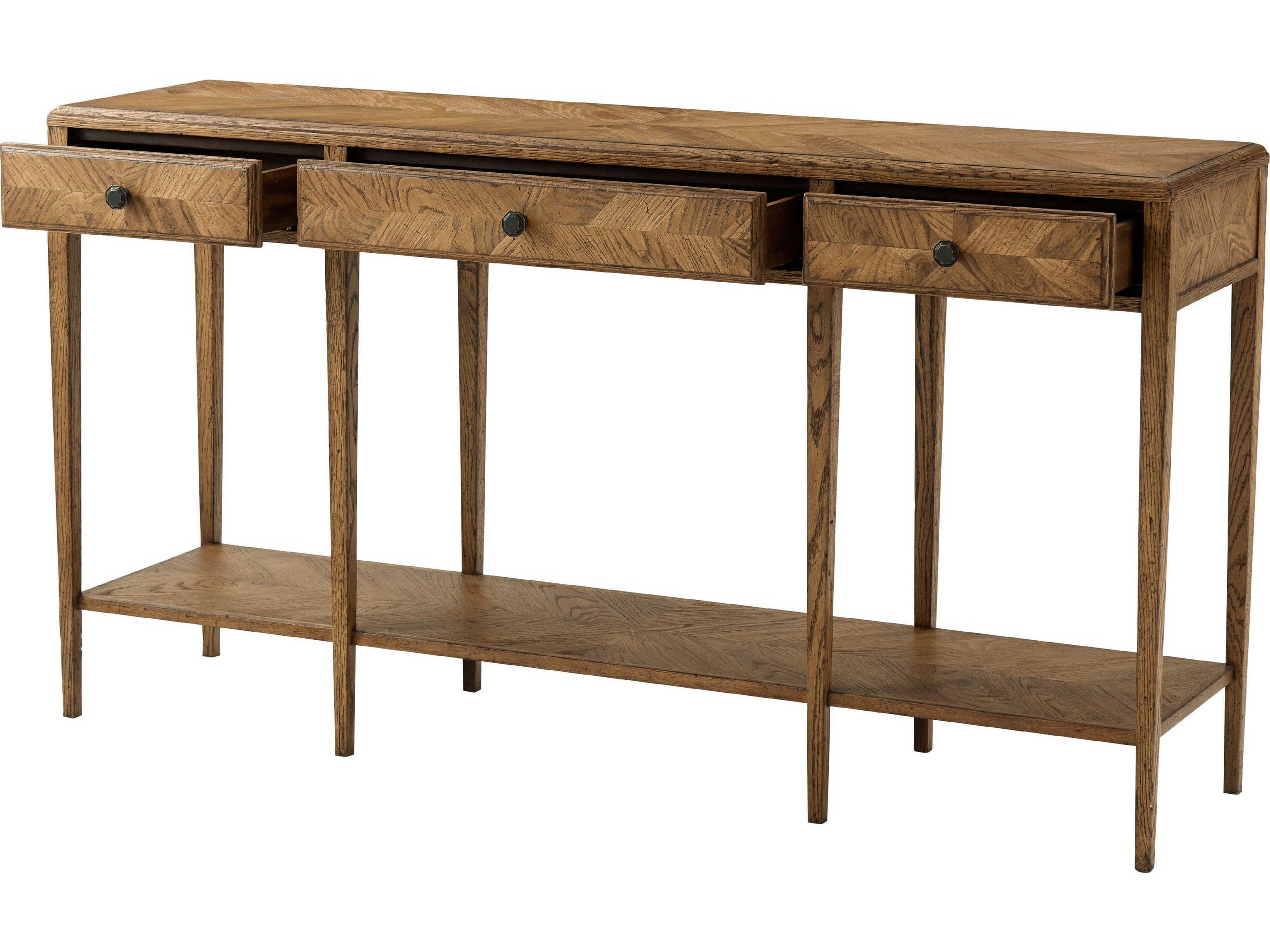 Theodore Alexander Nova Rectangular Wood Two-Tiered Console Table