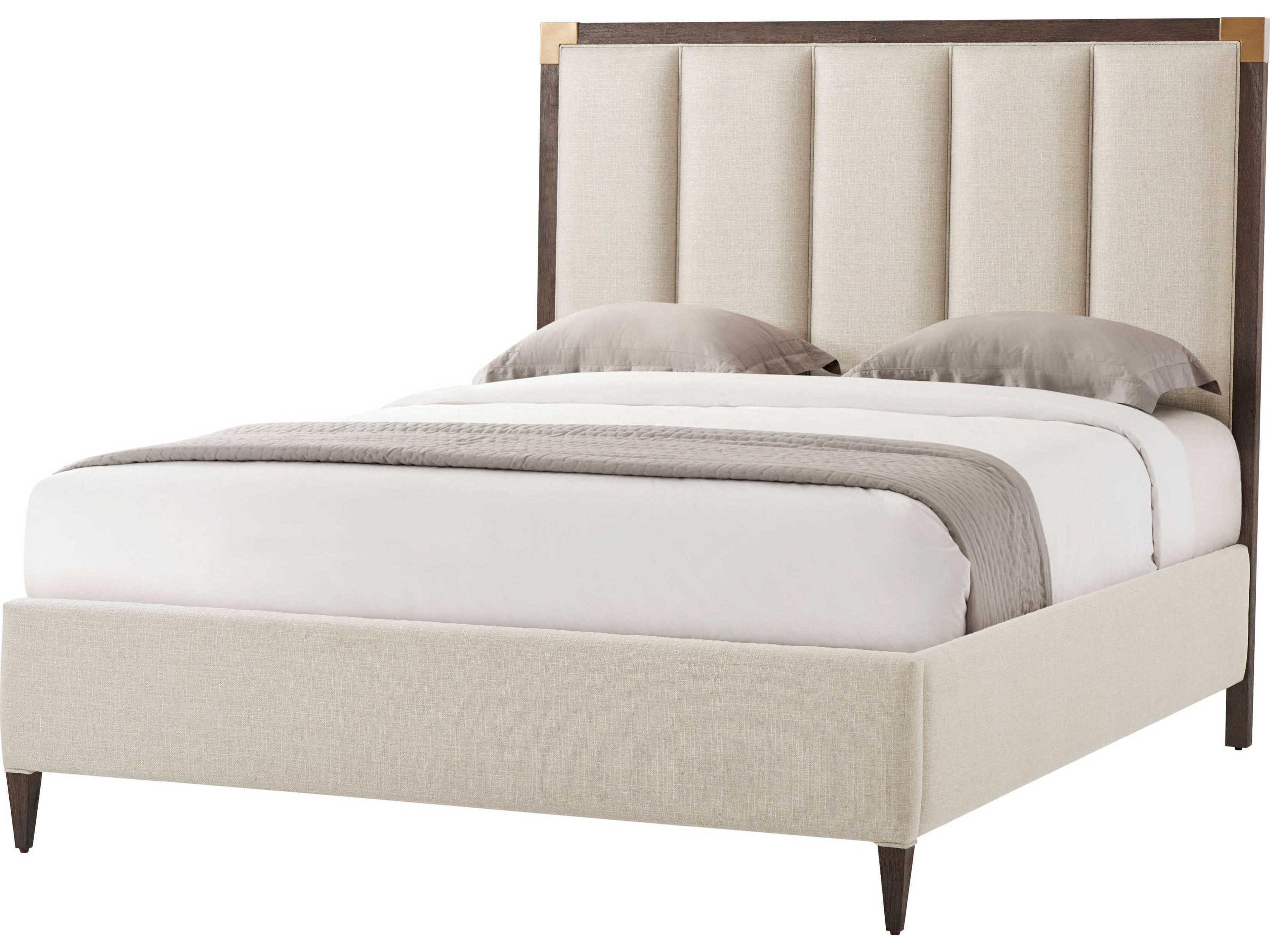 Ta Studio Embassy Beige Beech Wood Upholstered Queen Platform Bed