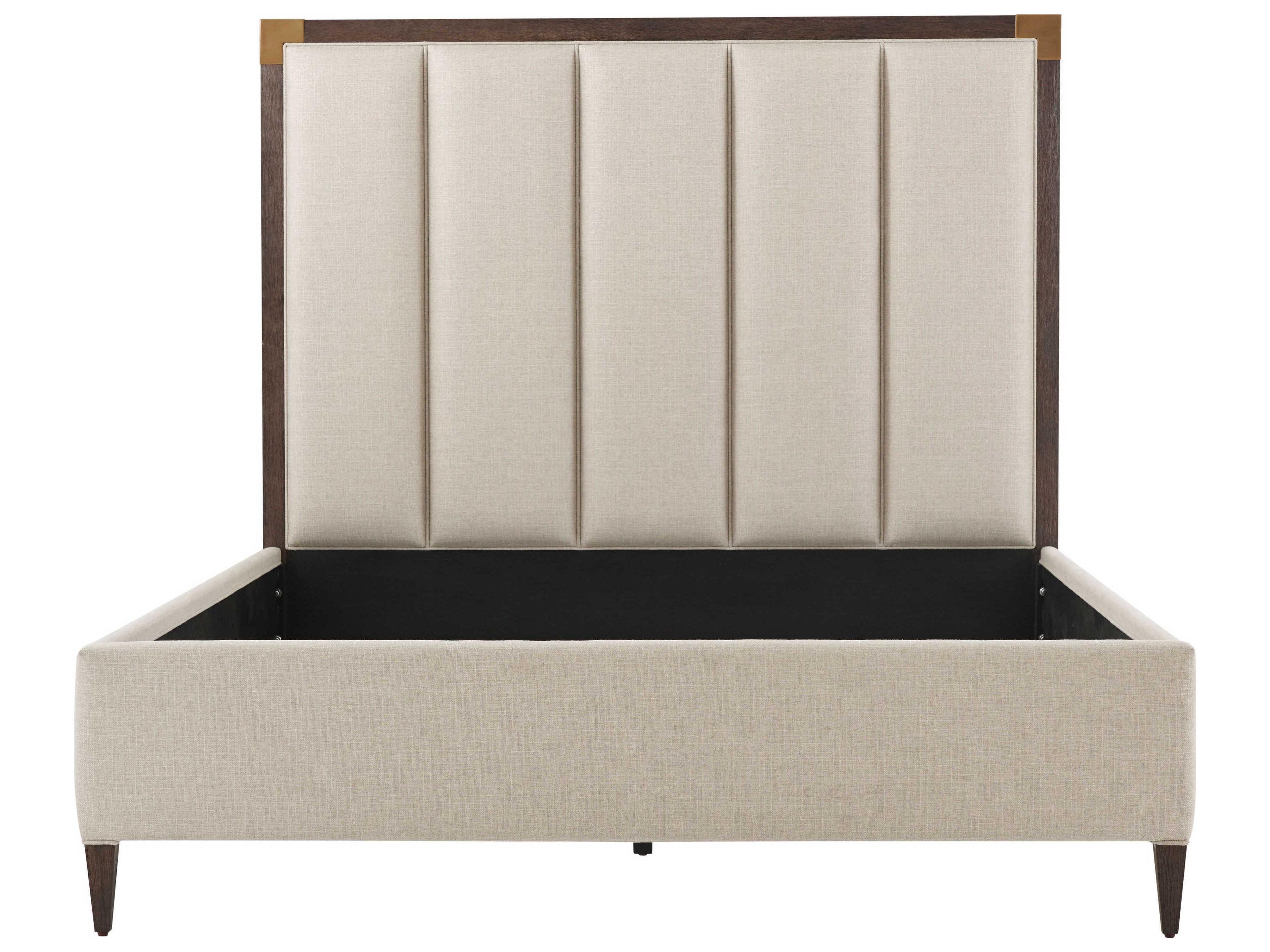 Theodore Alexander Ta Studio Embassy Beige Beech Wood Upholstered Queen Platform Bed