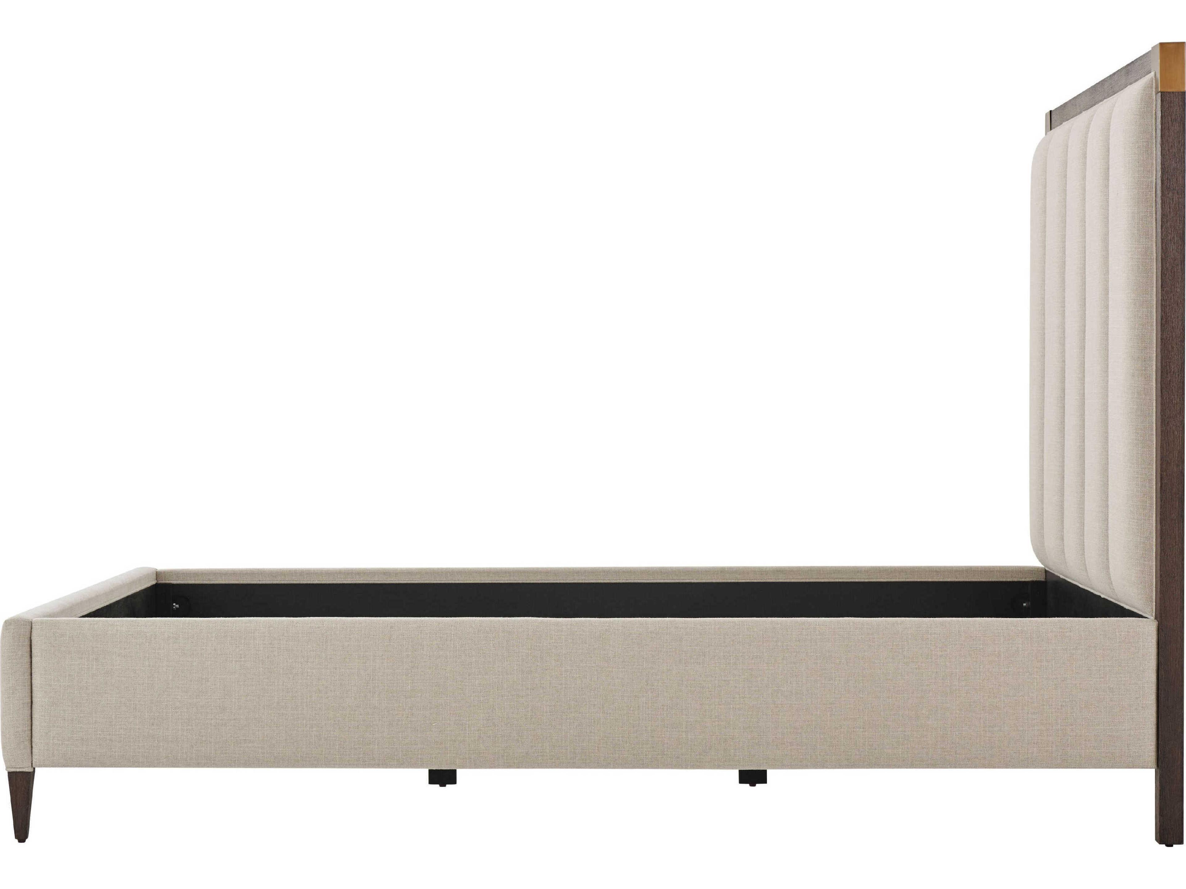 Theodore Alexander Ta Studio Embassy Beige Beech Wood Upholstered Queen Platform Bed