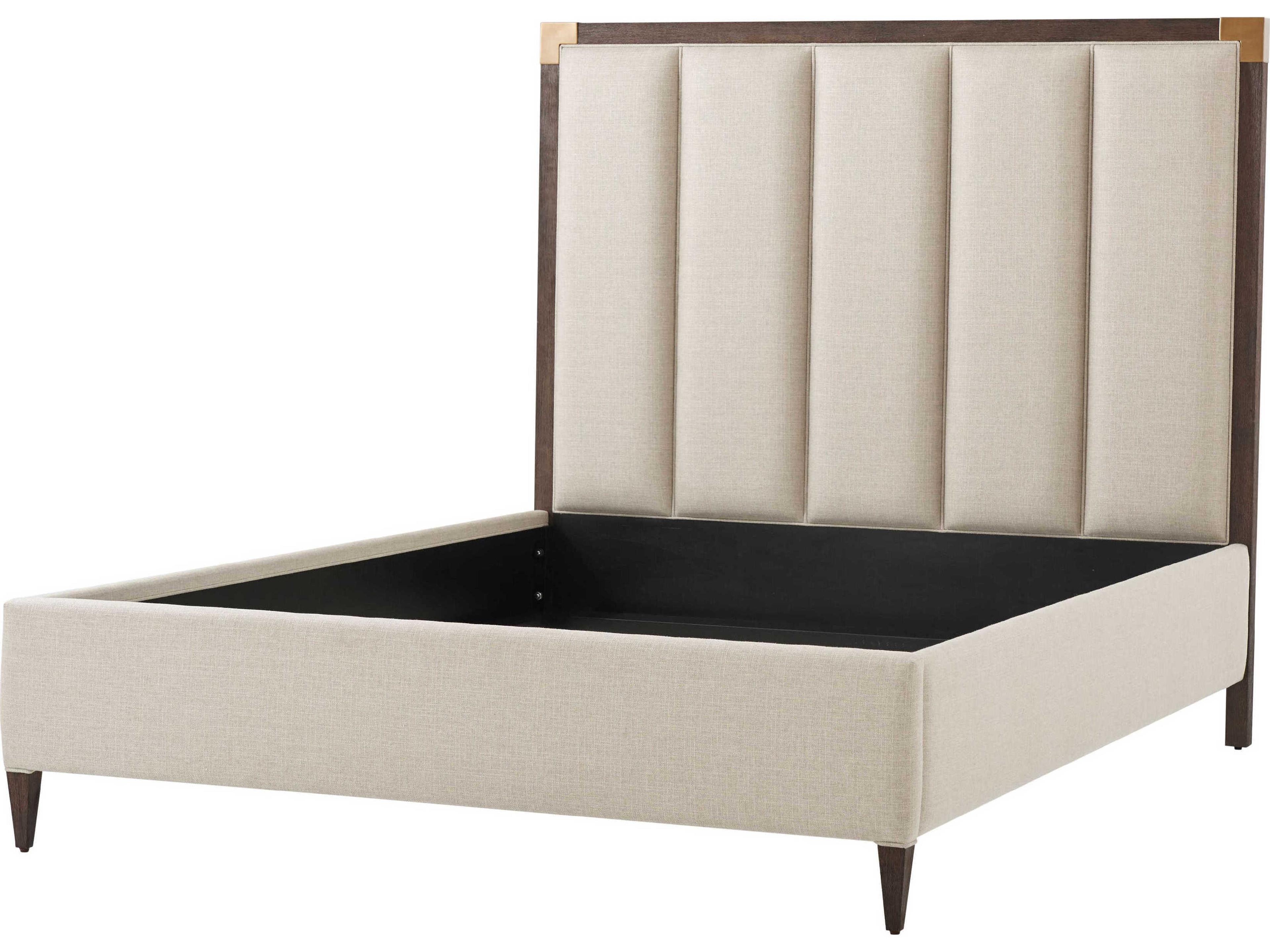 Theodore Alexander Ta Studio Embassy Beige Beech Wood Upholstered Queen Platform Bed