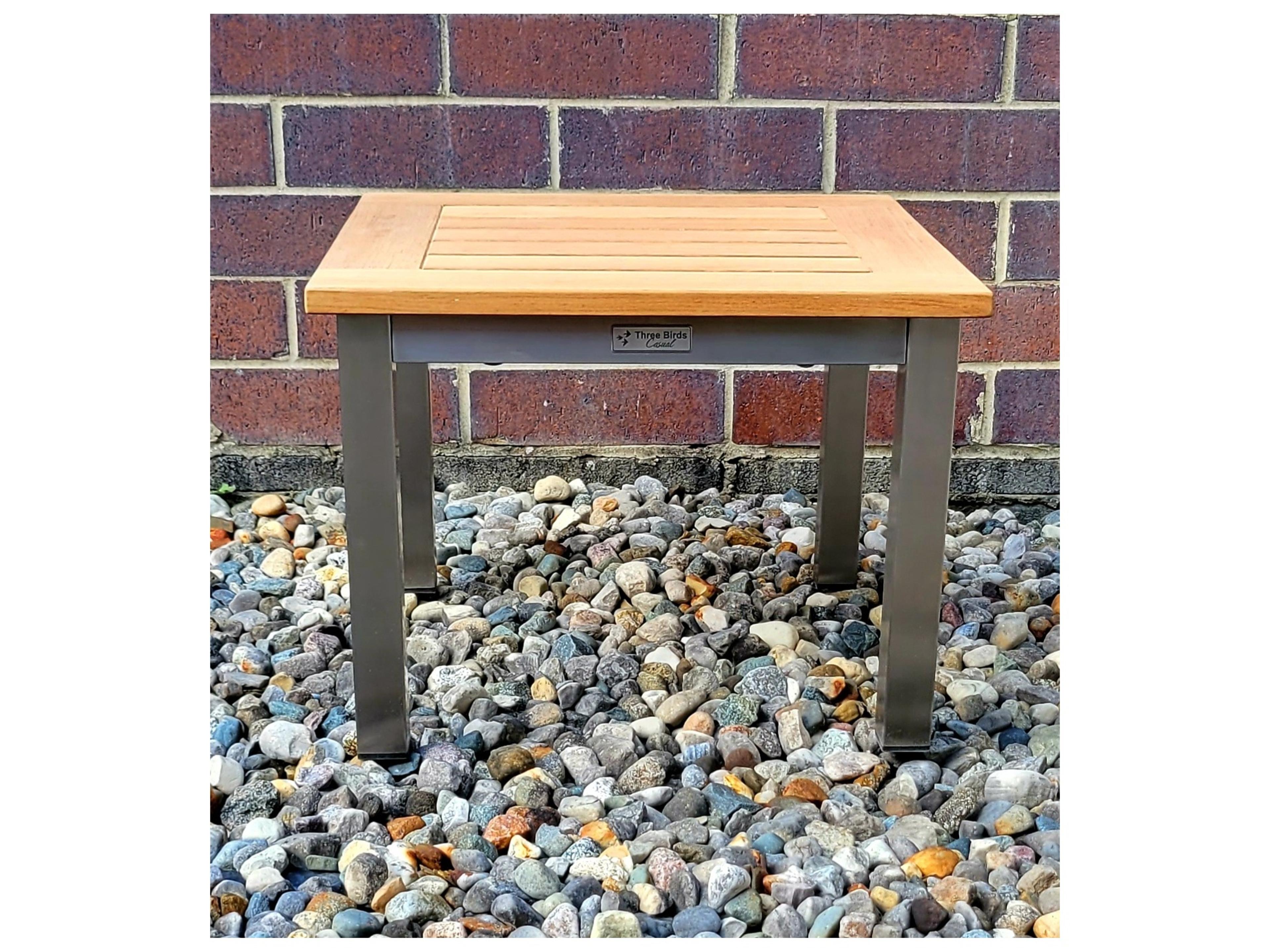 Three Birds Casual Avanti Stainless Steel Low Square Outdoor Side Table