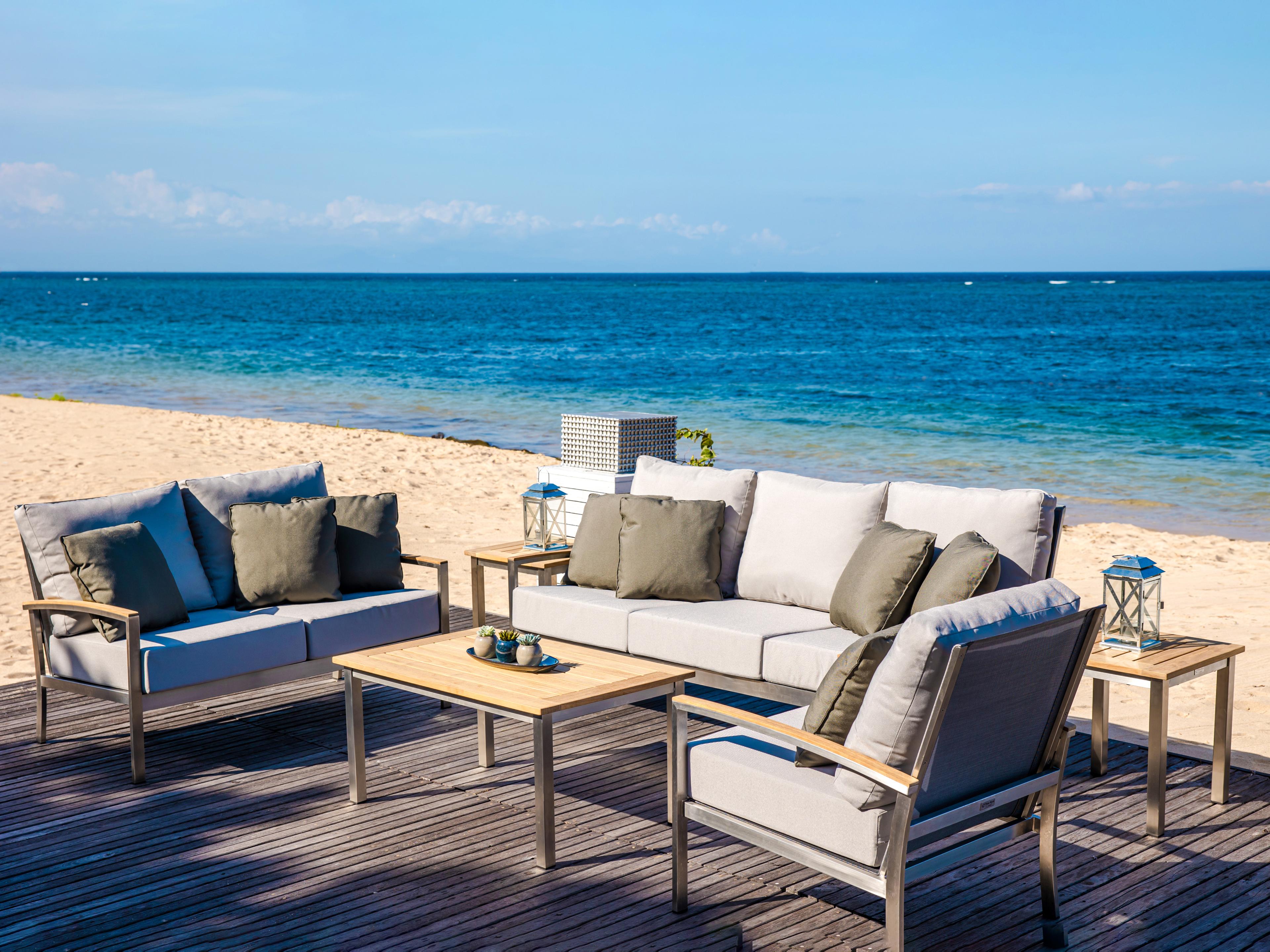 Three Birds Casual Avanti Stainless Steel Rectangular Patio Coffee Table