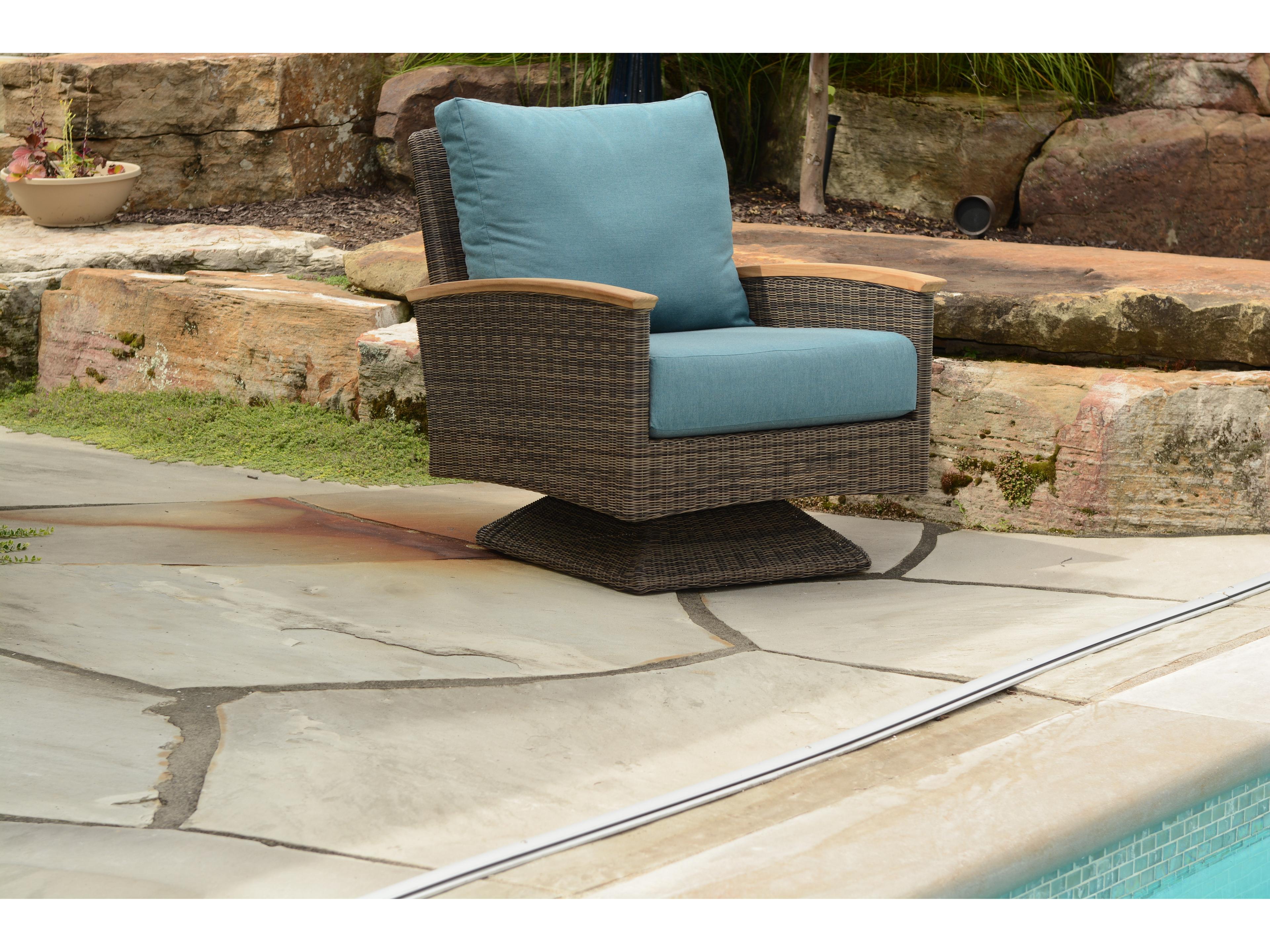 Three Birds Casual Bella Wicker Deep Seating Swivel Rocker Outdoor Patio Lounge Chair