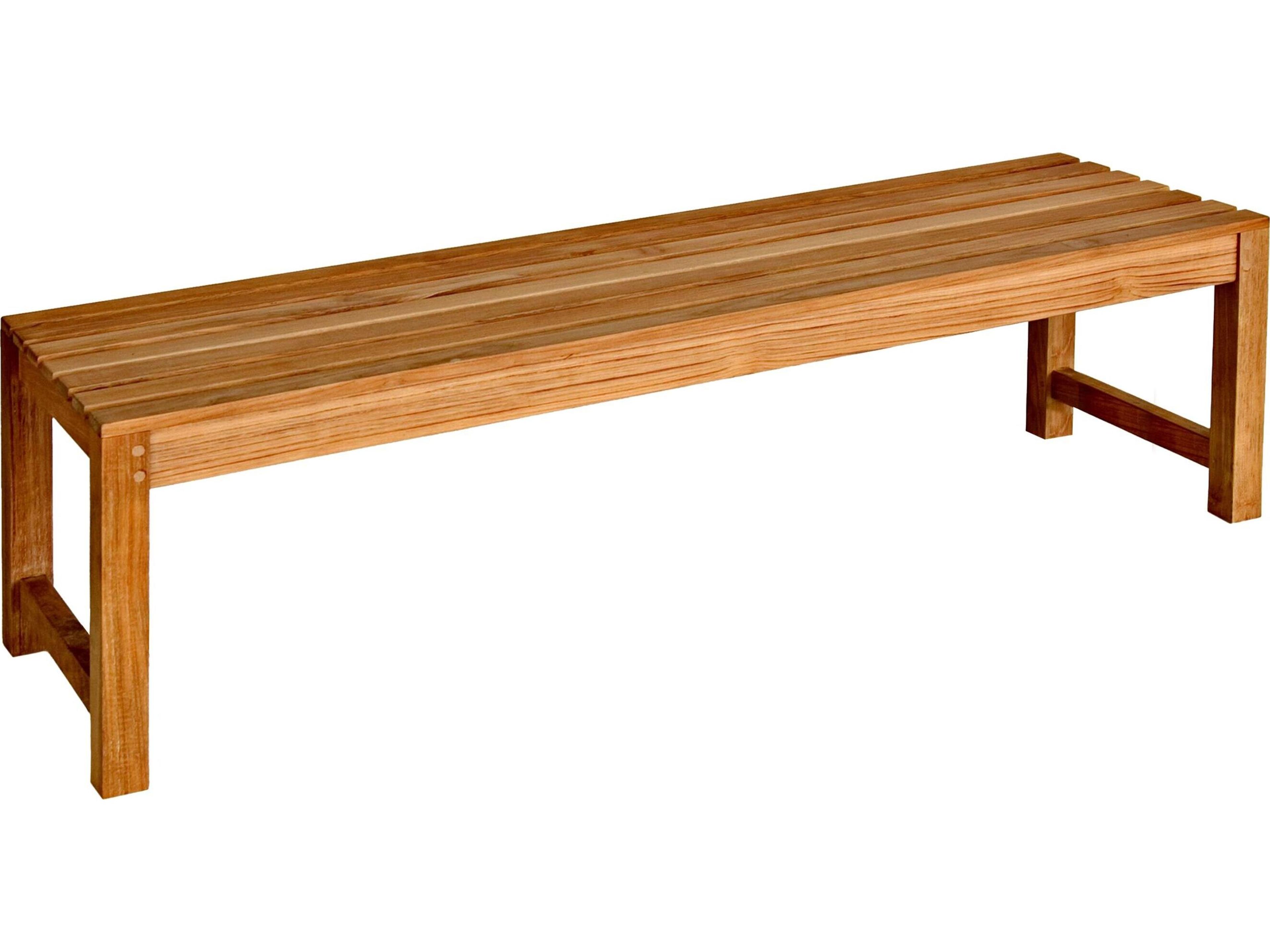 Charleston Teak Backless Outdoor Patio Bench 5 feet